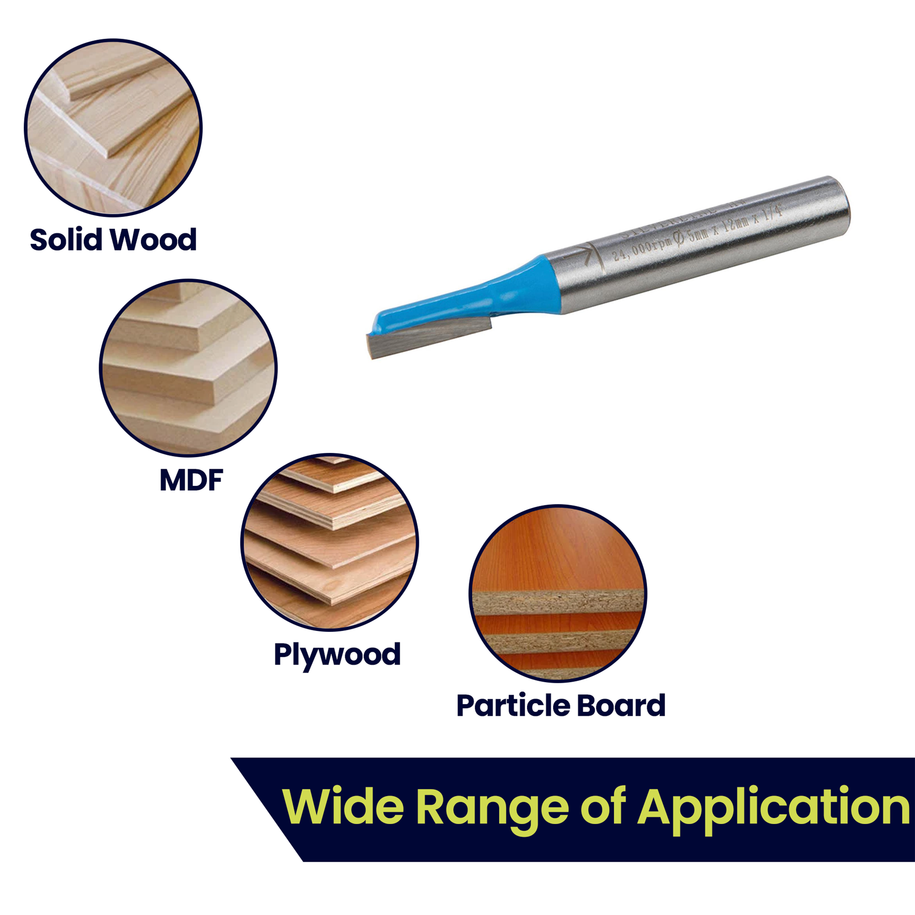 1/4" Shank TCT Wood Router Cutter 5x12mm Twin Flute Smooth Finish Rust-Resistant Bit - Image 2