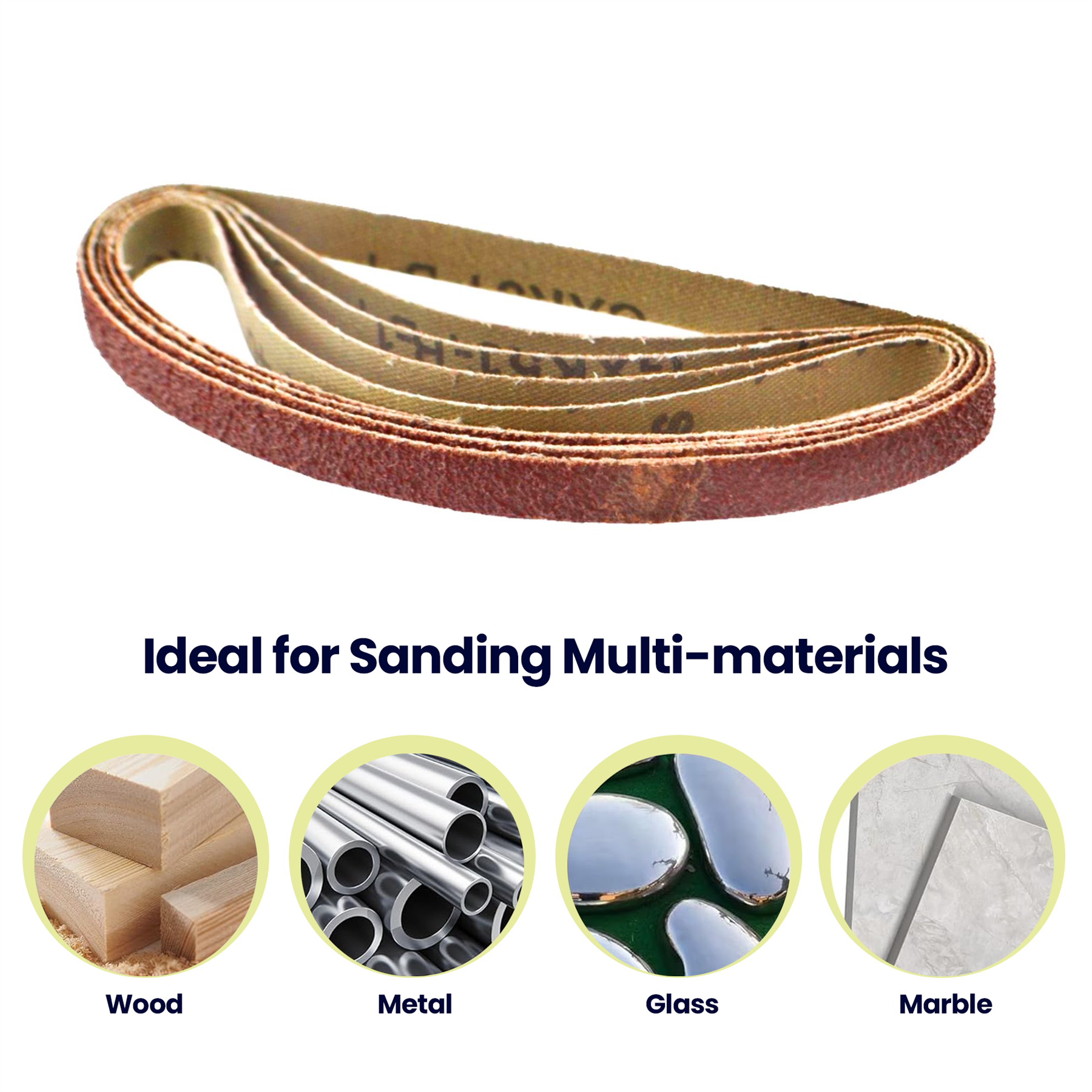 5 Pack Sanding Belts 330mm x 10mm (60 Grit) Coarse Sander Sheets Sanding Belts - Image 3
