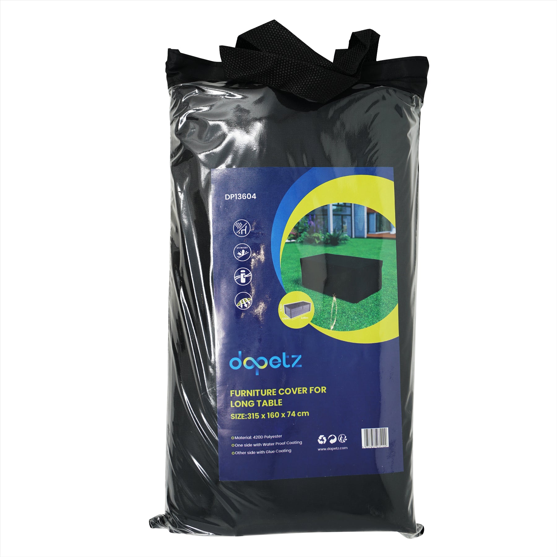 Outdoor Garden Furniture Cover 420D Oxford Fabric Water Repellent Windproof UV Resistant Black 315x160x74cm - Image 9