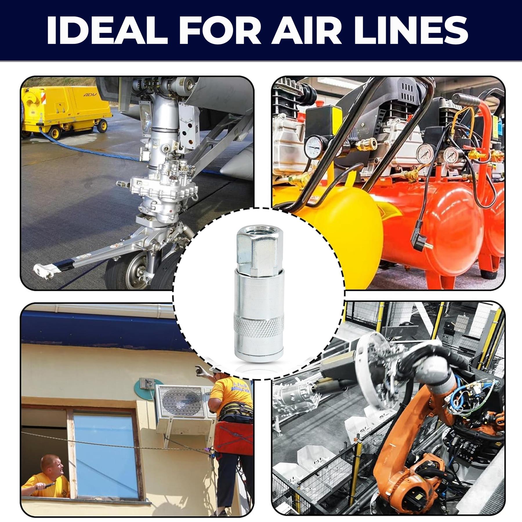 Vertex Air Line Fitting Quick Release Compressor Air Hose 1/4" Female Thread 1PC - Image 4