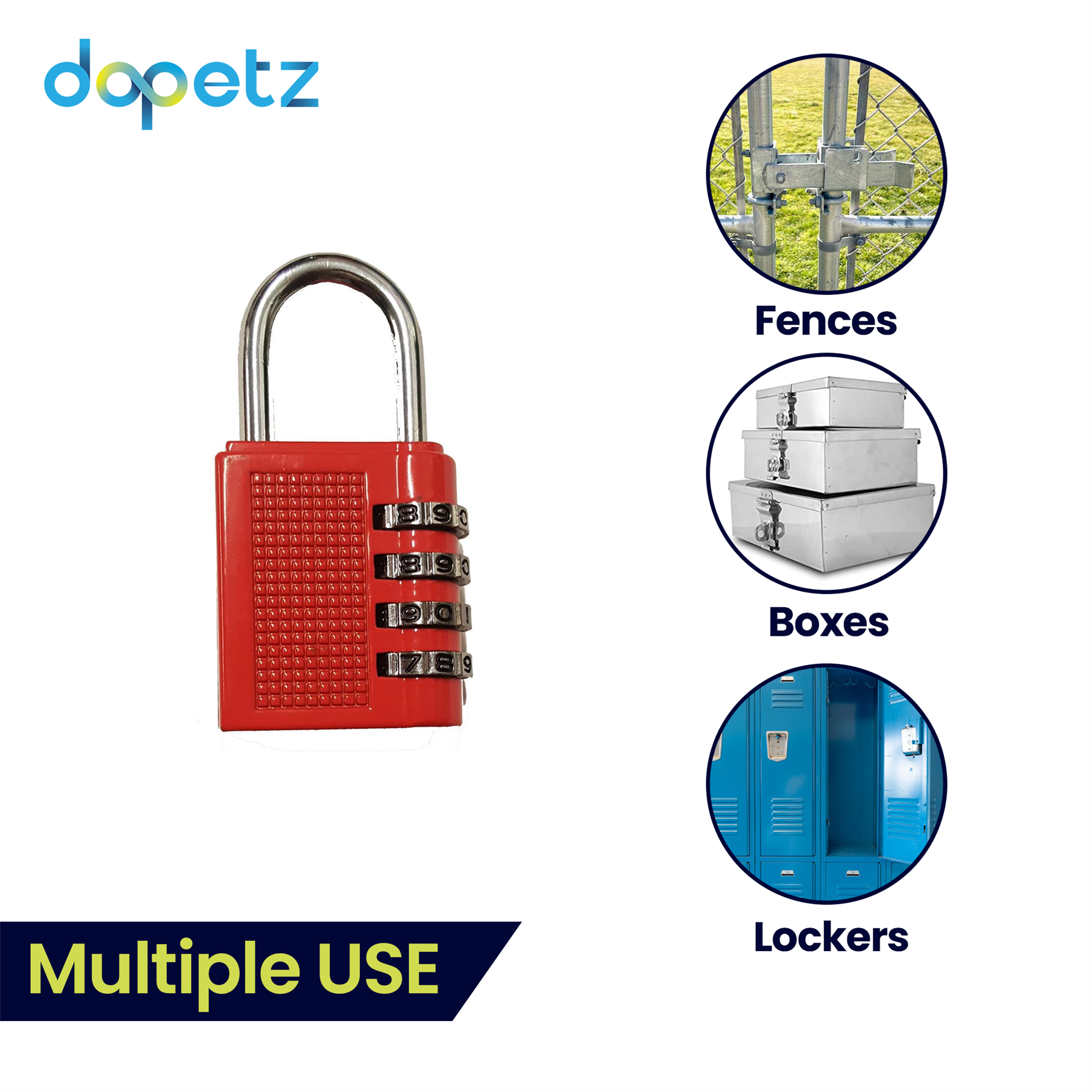 4 Digit Combination Padlock Heavy Duty Outdoor Lock Gym Travel Locker Red - Image 4