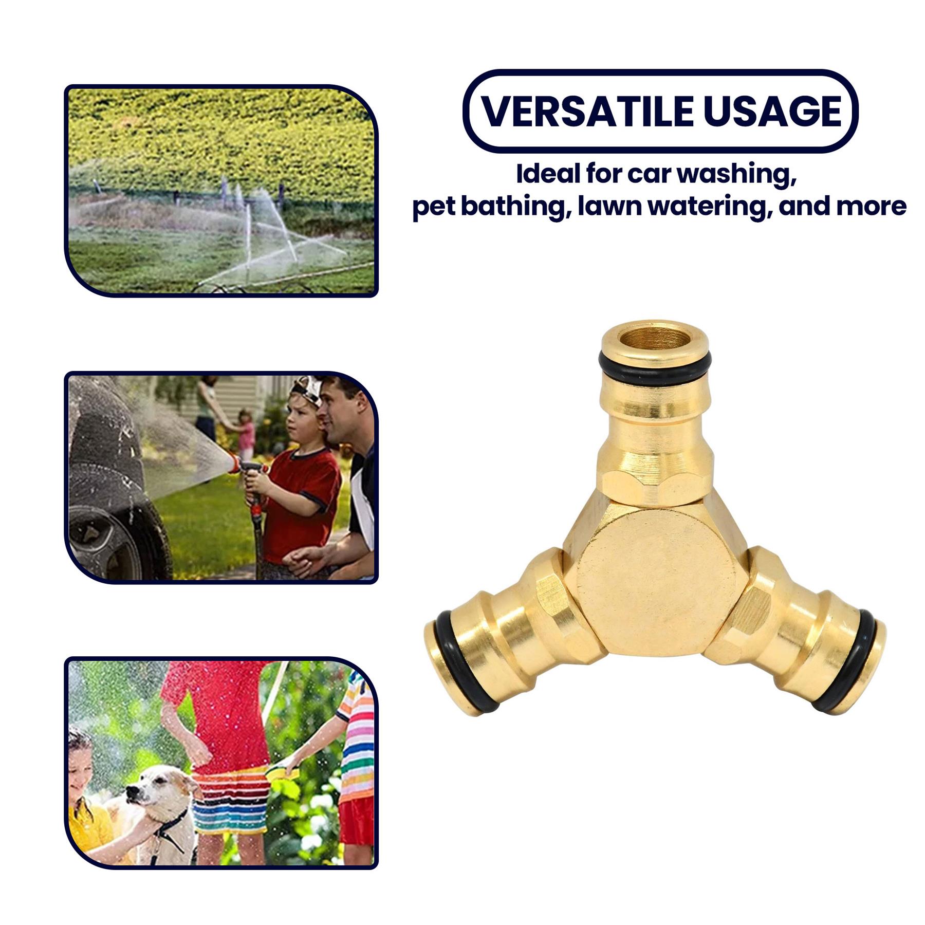 Brass 3 Way Garden Hose Pipe Splitter Adaptor Connector Coupling Coupler - Image 3