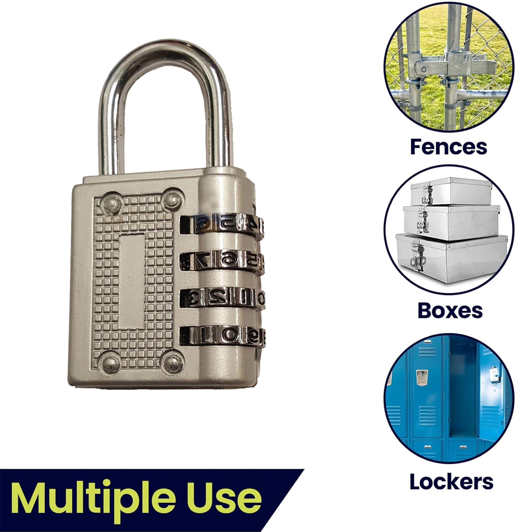 4 Digit Combination Padlock Heavy Duty Outdoor Lock Gym Travel Luggage Locker Grey - Image 4