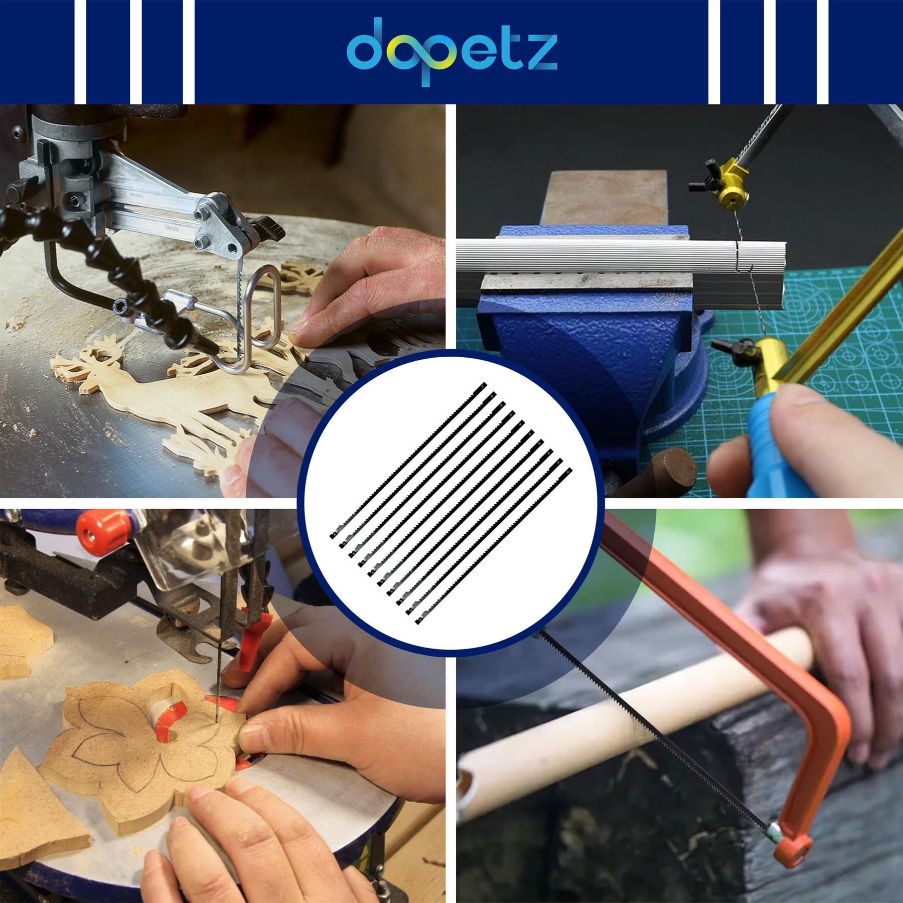 Pack of 10 Scroll Saw Blades 24 TPI - 130mm Pin End Blades for Cutting Plastic, Wood, Metal - Image 3