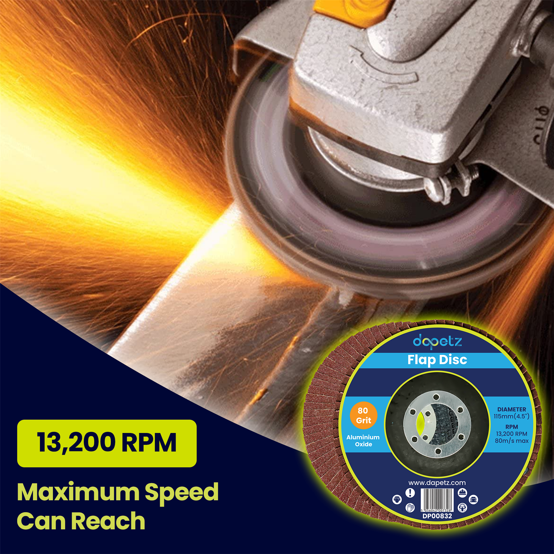 10x Flap Discs 115mm Sanding 80 Grit Grinding Wheels Disc 4.5" Aluminium Oxide - Image 6