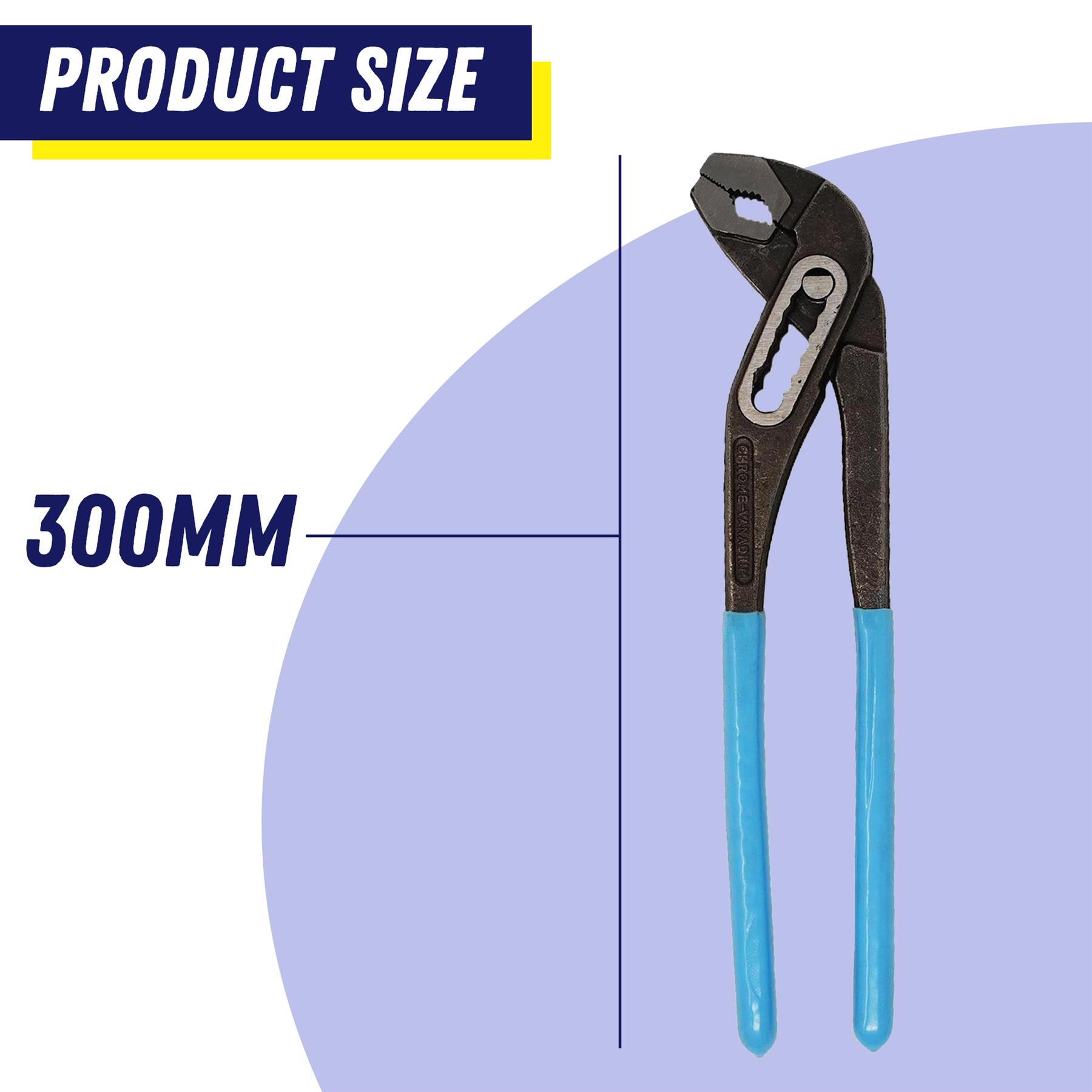 300mm 12" Plumbers Slim Jaw Waterpump Pipe Wrench Pliers Grips Pump Chrome New - Image 4