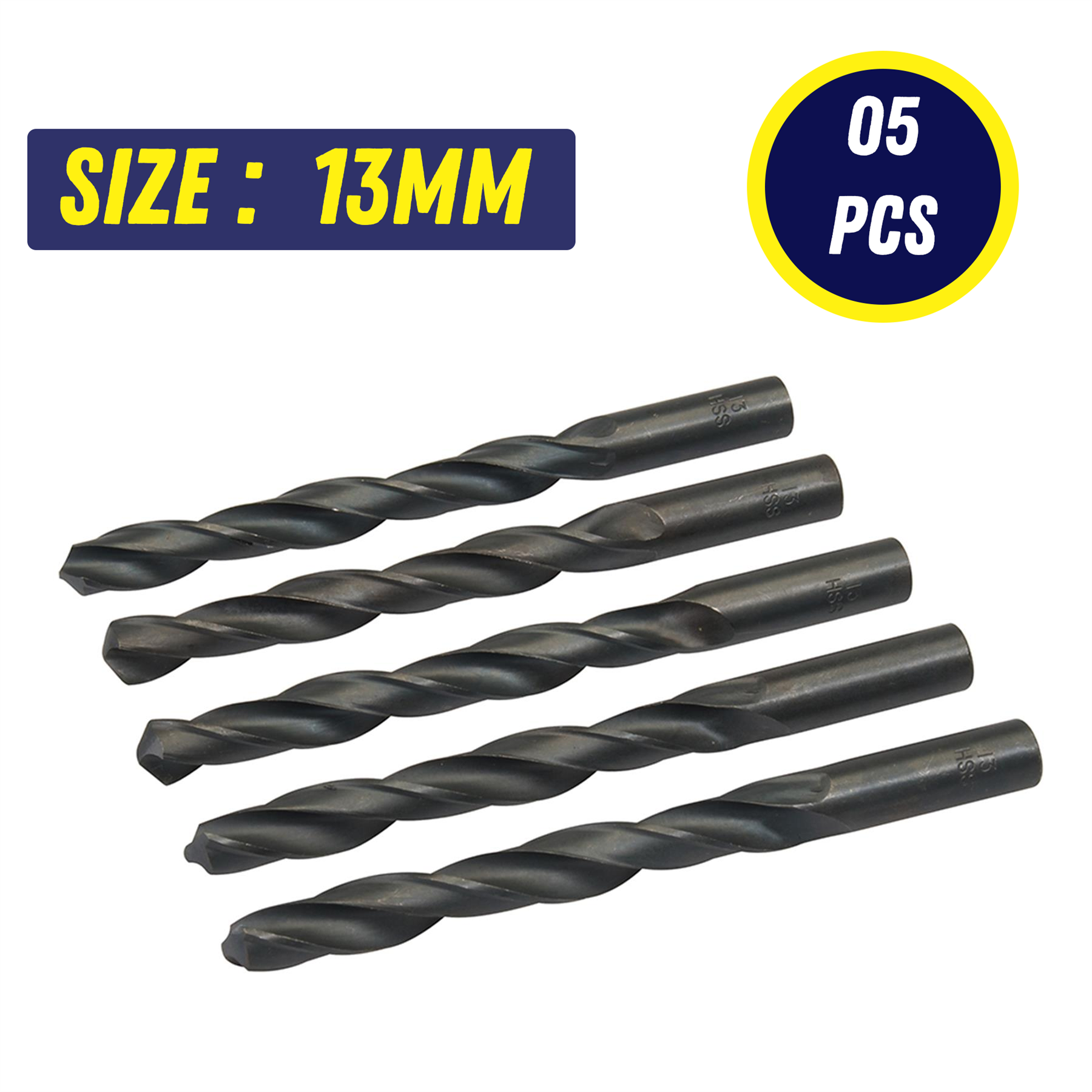 HSS Metric Jobber Drill Bits 13mm Metal Steel Wood Plastic Aluminium Pack of 5