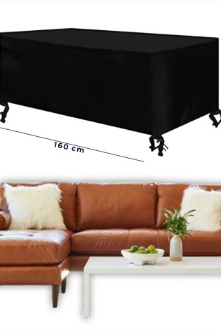 Outdoor Garden Furniture Cover 420D Oxford Fabric Water Repellent Windproof UV Resistant Black 315x160x74cm