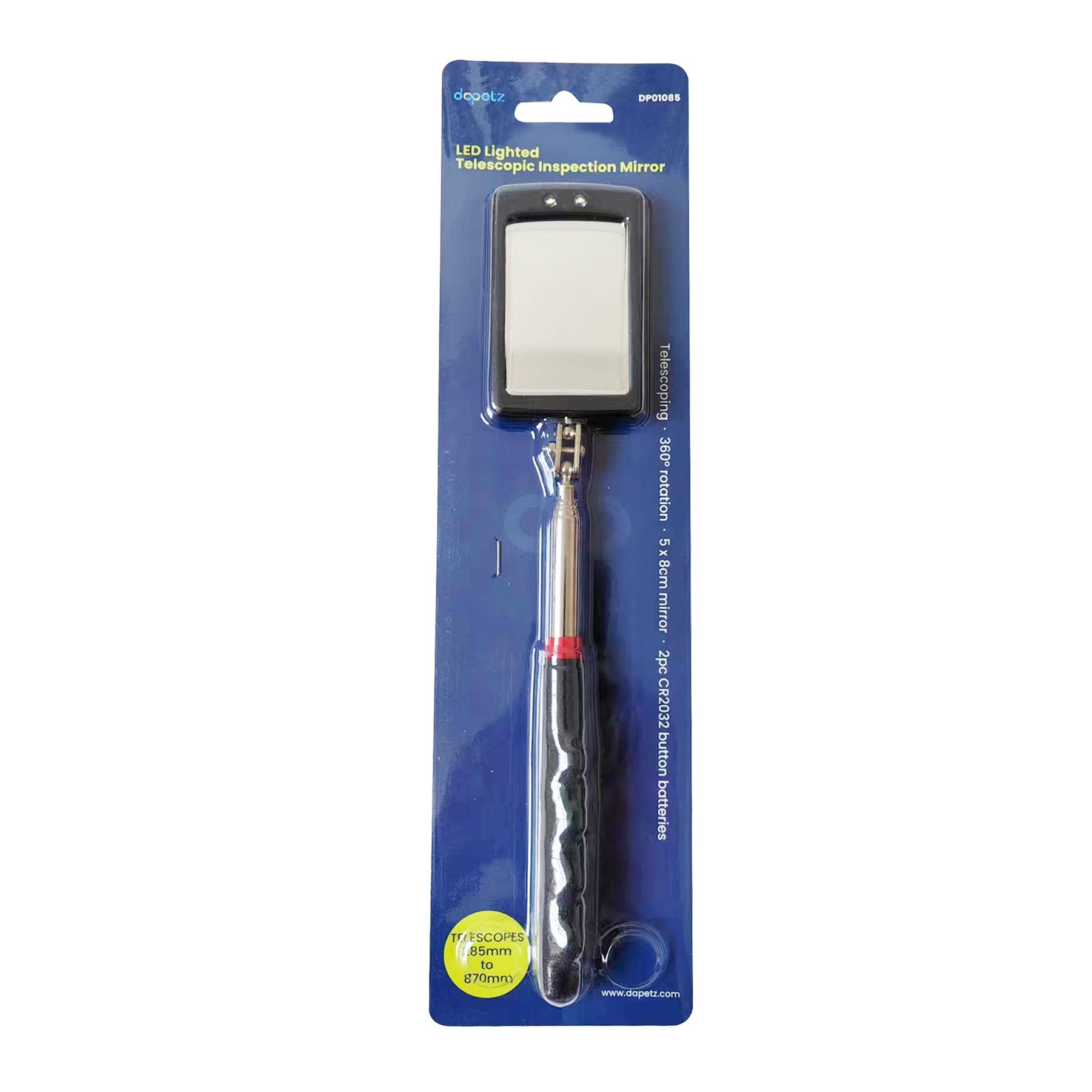 Telescopic Light Inspection Mirror With 2 Bright LED Grip Extends 29-87cm - Image 5