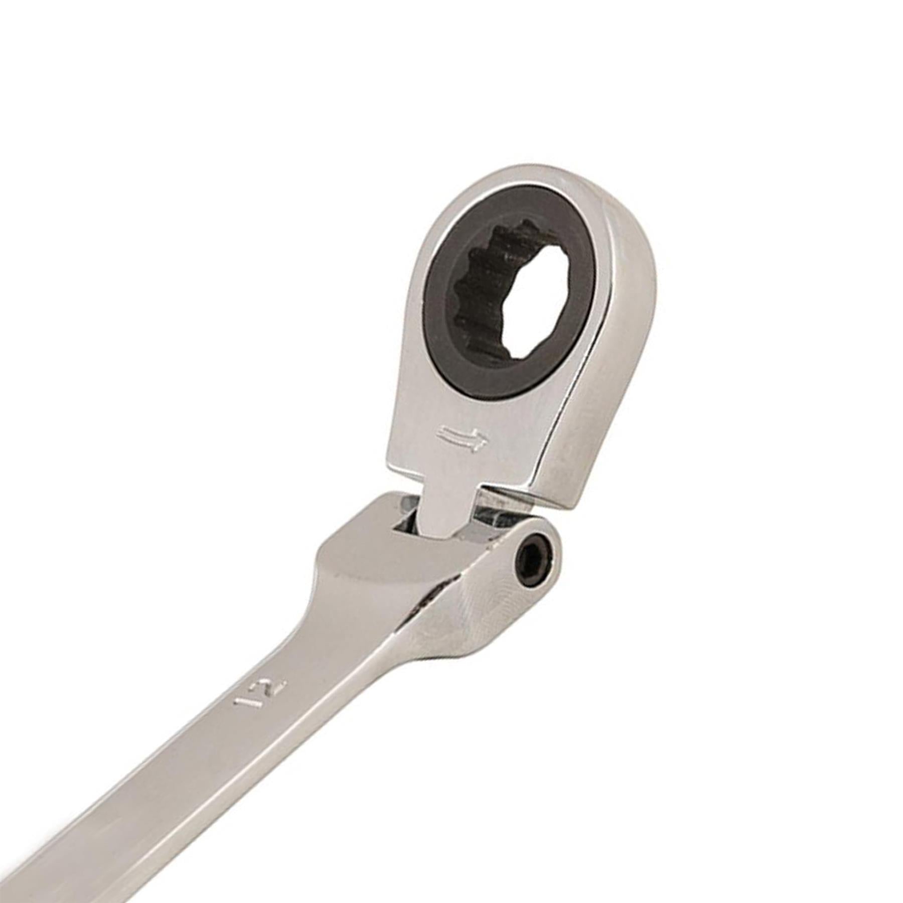 Flexible Head Ratchet Spanner 12mm Chrome Vanadium Steel Combination Wrench Open End Metric Spanner - Image 5