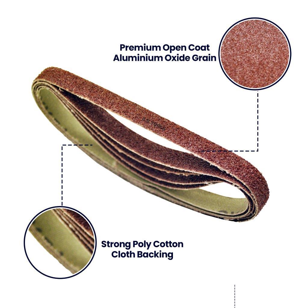 5 Pack Sanding Belts 330mm x 10mm (40 Grit) Coarse Sander Sheets Sanding Belts - Image 7