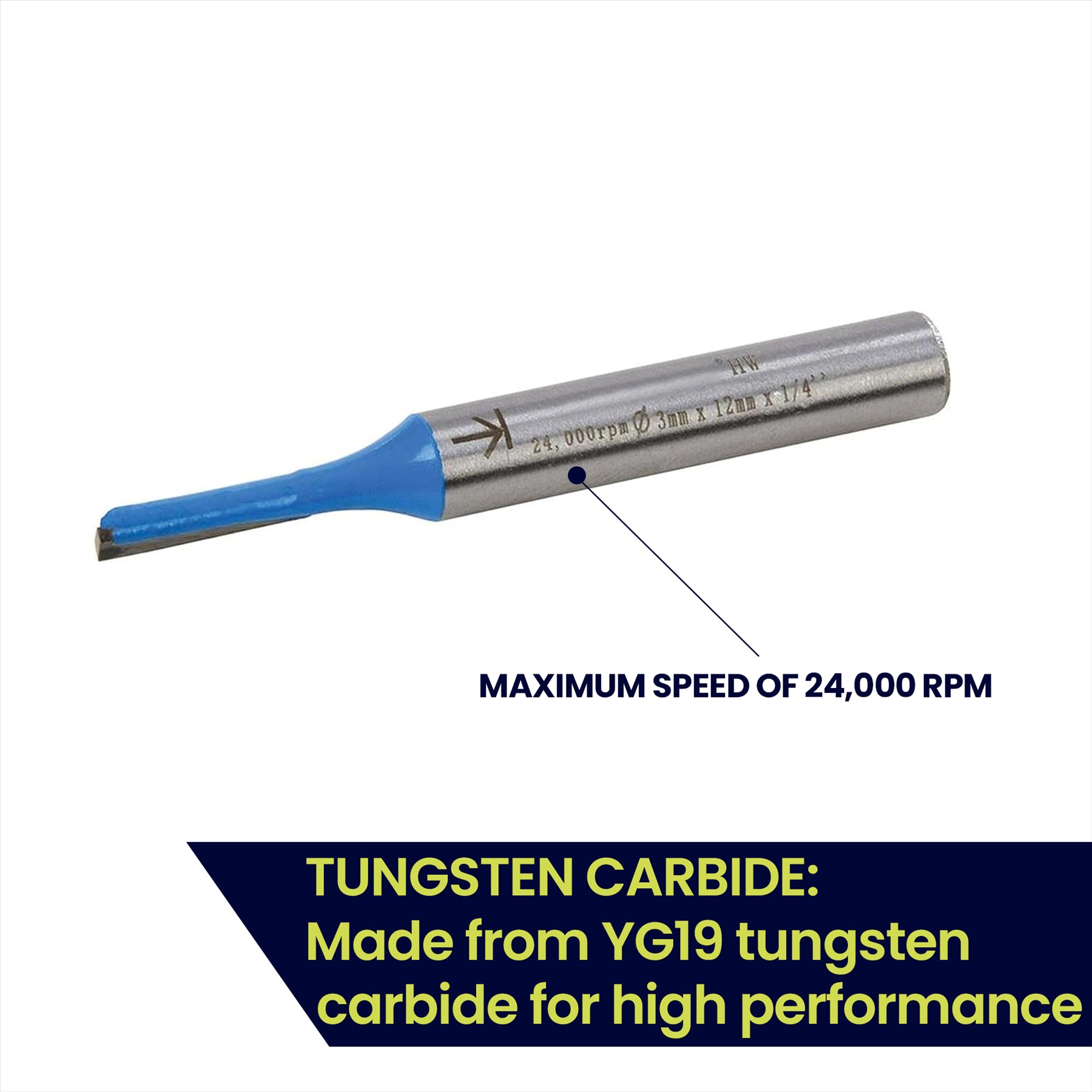 Straight 2 Flute Router Bit Cutter 1/4" Shank Carbide TCT Groove Metric 3 x 12mm - Image 4