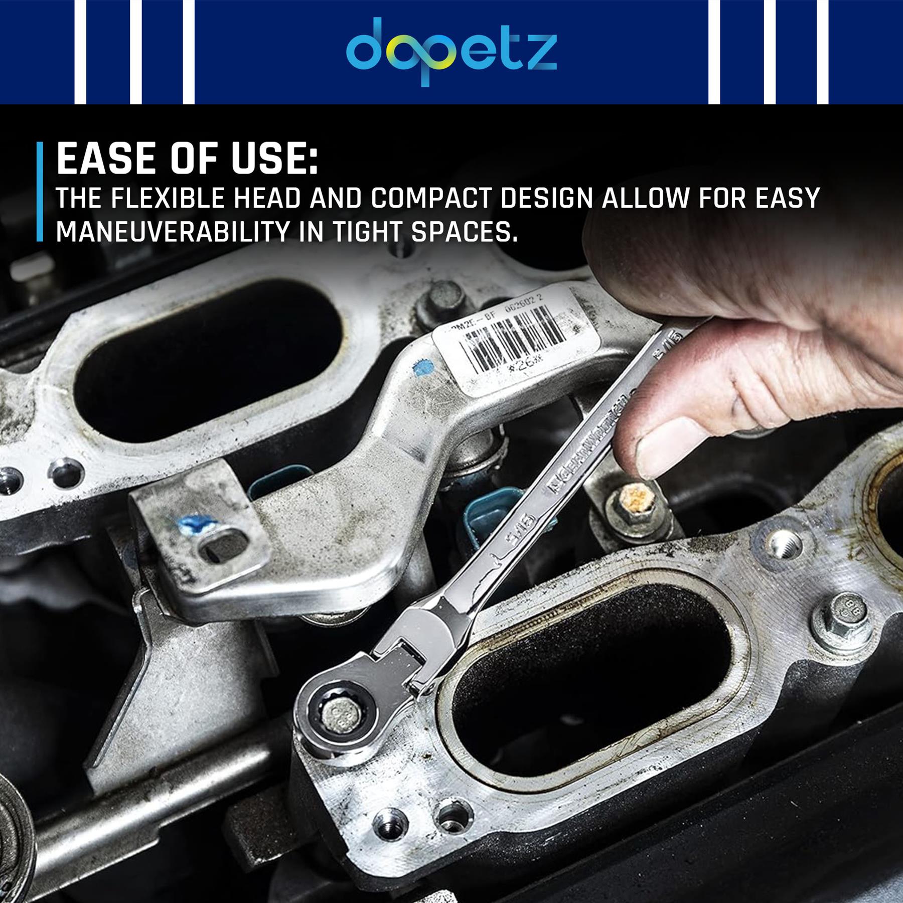 Metric Flexible Ratchet Spanners 16mm Flexi Head Combination Wrench Steel - Image 6