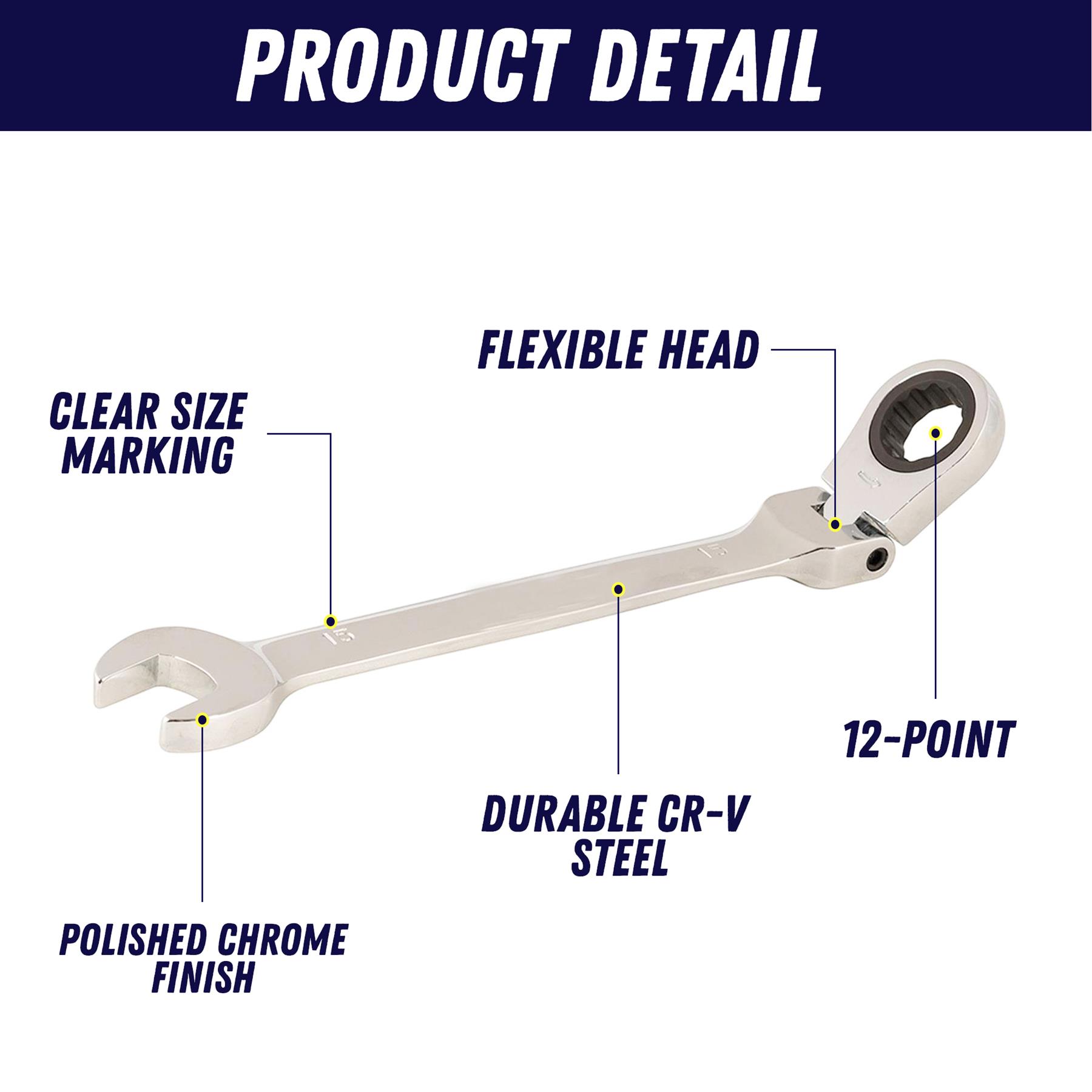 15mm Flexible Head Ratchet Metric Spanner Open End & Ring Guaranteed - Image 4