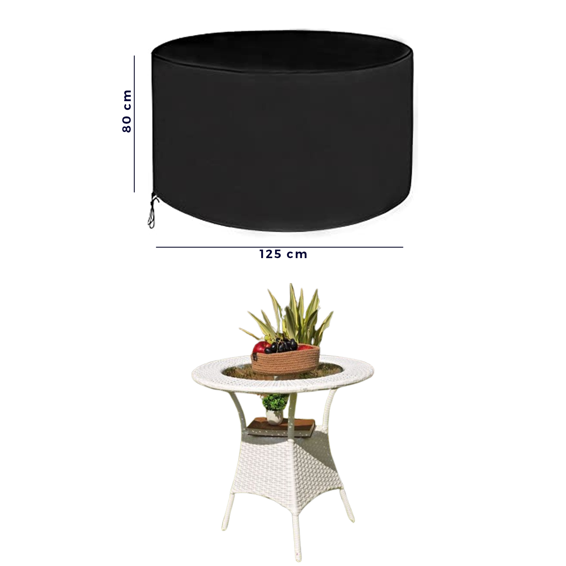 Garden Furniture Round Table Cover 420D Polyester Water Repellent Windproof UV Resistant 125x80cm - Image 2