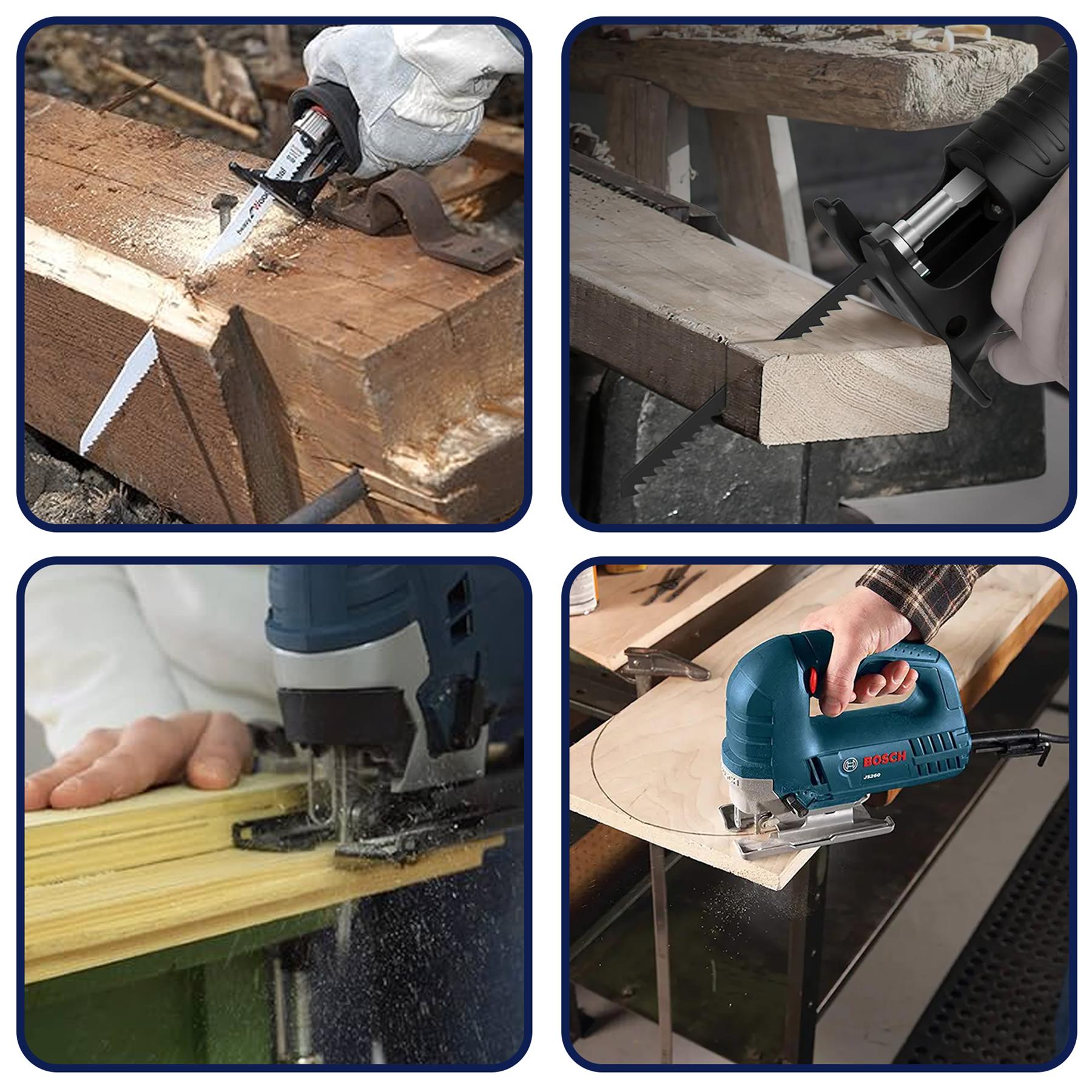 14PC ASSORTED JIGSAW BLADE SET BOSCH FITTING METAL PLASTIC WOOD JIG SAW BLADES - Image 4