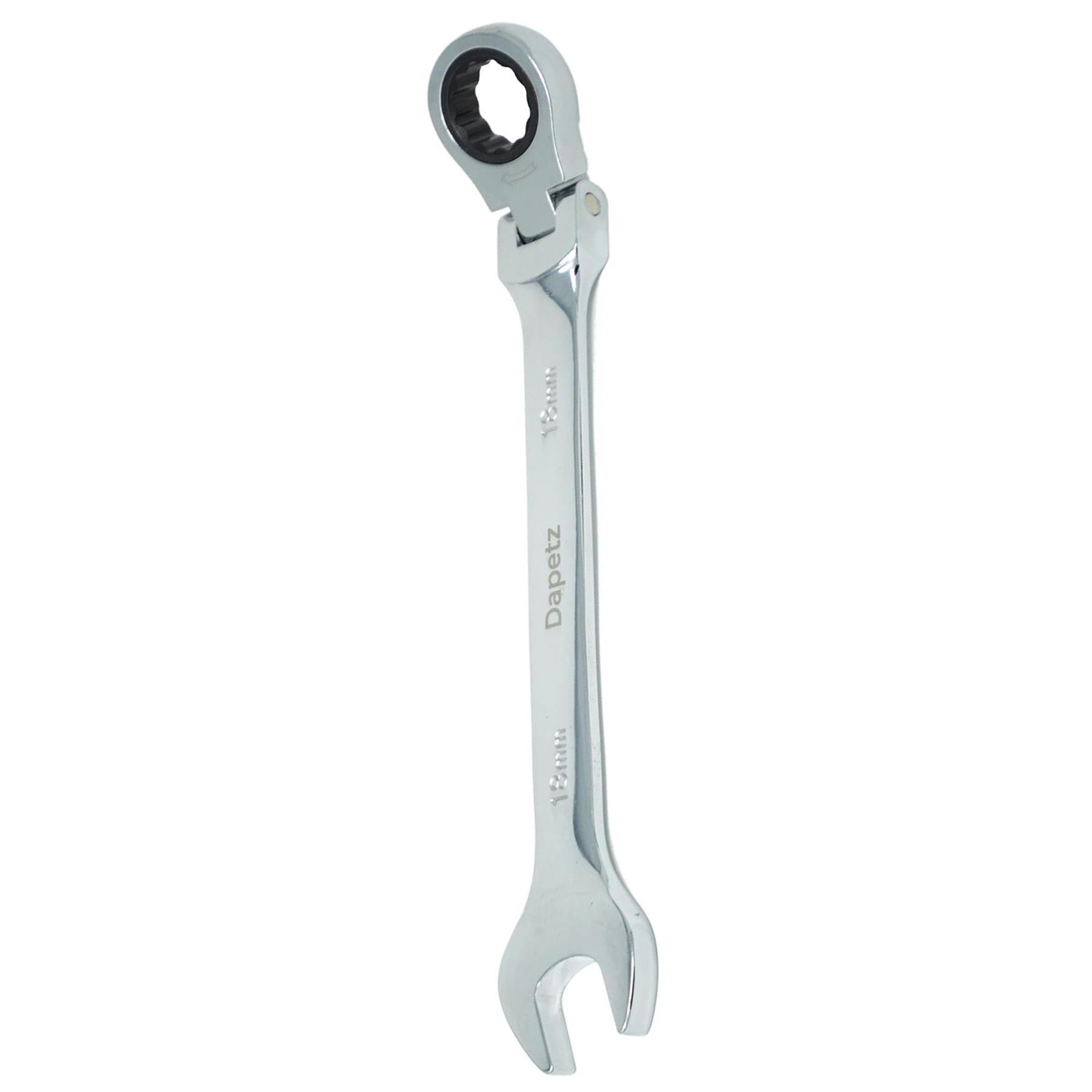 Flexible Head Ratchet Spanner 18mm Chrome Vanadium Steel Combination Wrench Open End Metric Spanner - Image 9
