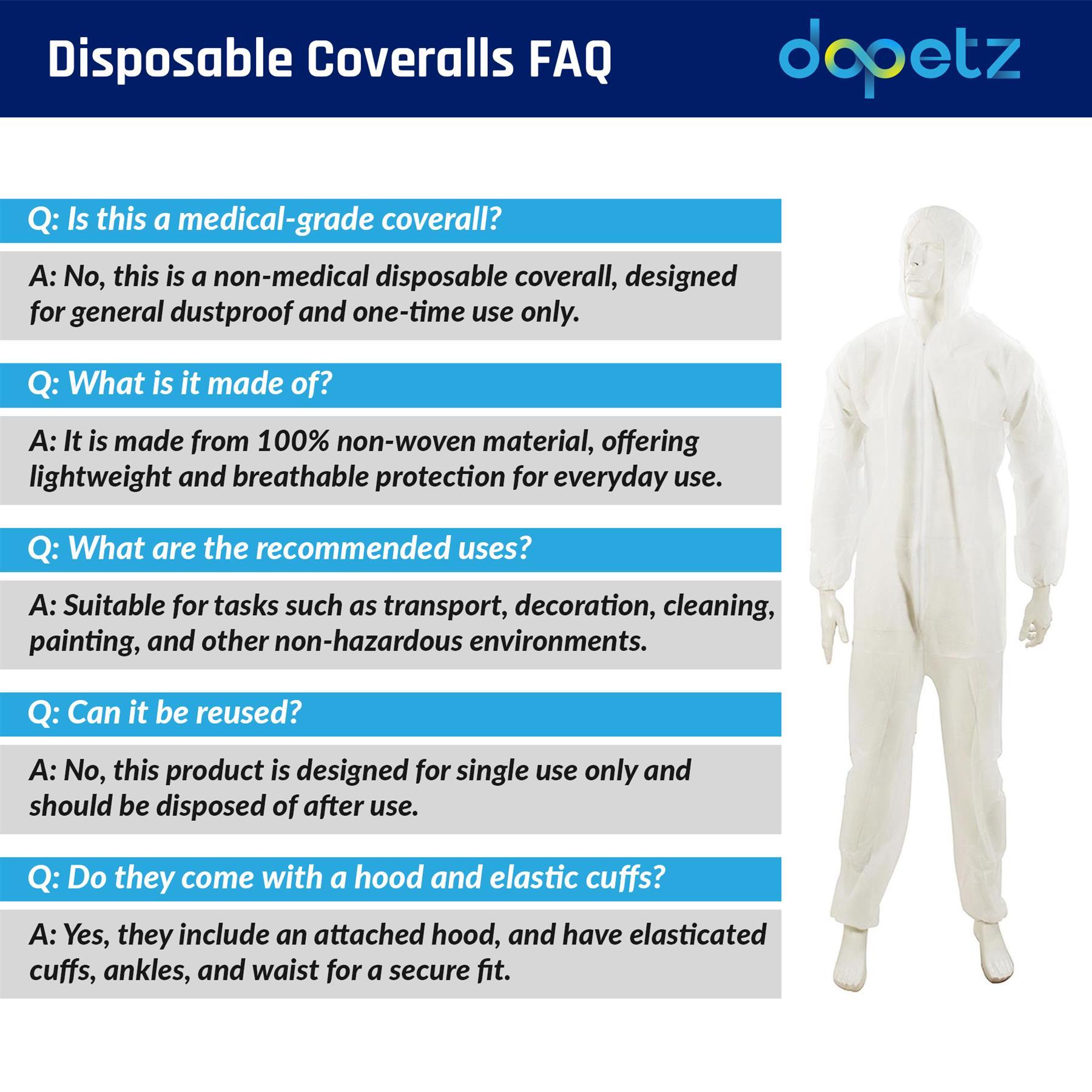 Disposable Paper Suit Protective Overall Coveralls XL 180cm 70" Brand New - Image 6