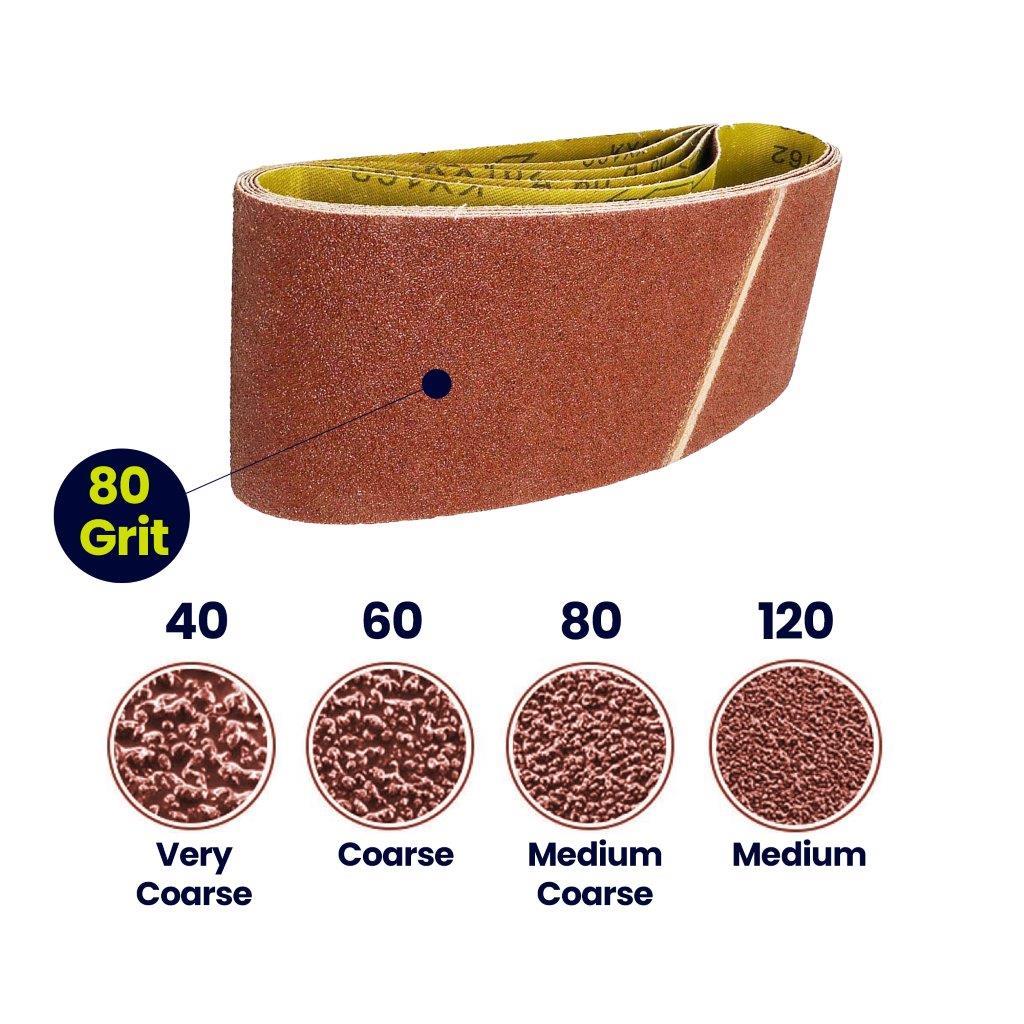 5x Sanding Belts 100 x 610mm 80 Grit Very Coarse Sander Sheets Sanding Belts - Image 2
