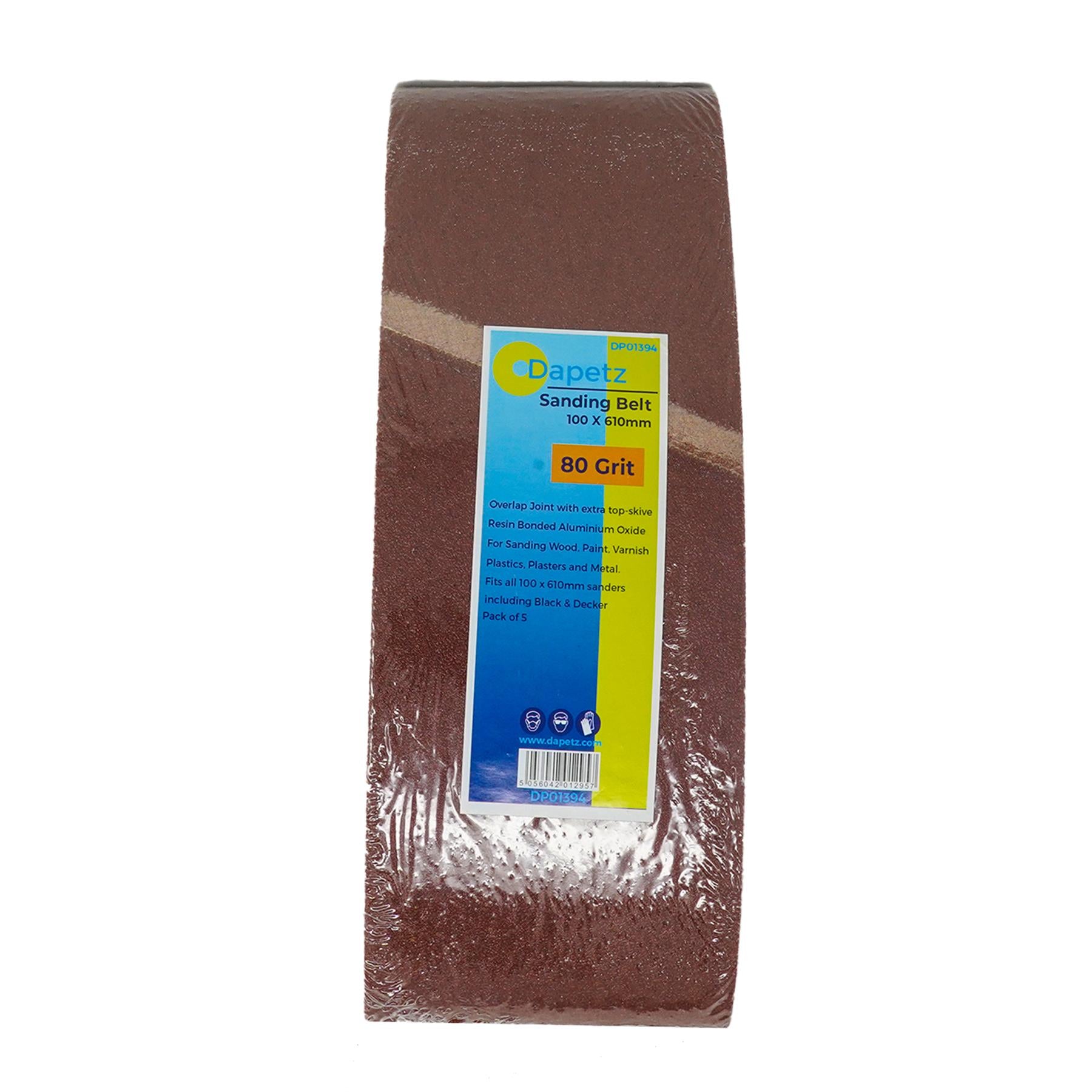 5x Sanding Belts 100 x 610mm 80 Grit Very Coarse Sander Sheets Sanding Belts