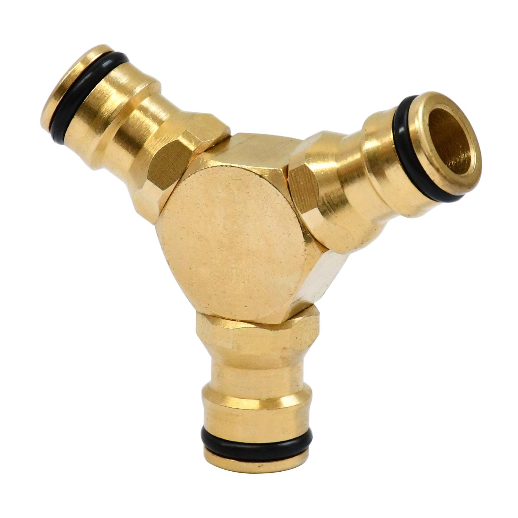 Brass 3 Way Garden Hose Pipe Splitter Adaptor Connector Coupling Coupler - Image 5