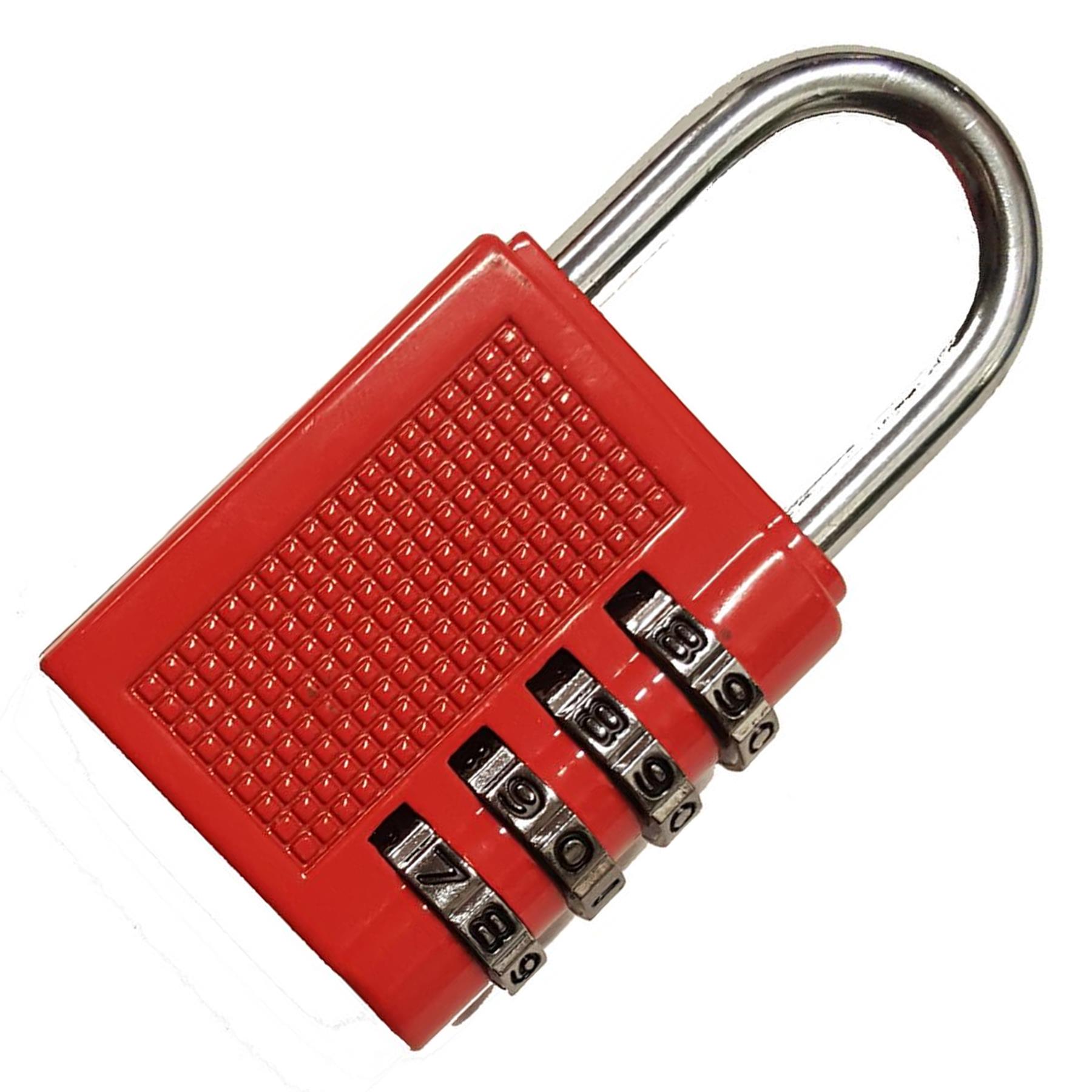 4 Digit Combination Padlock Heavy Duty Outdoor Lock Gym Travel Locker Red - Image 5