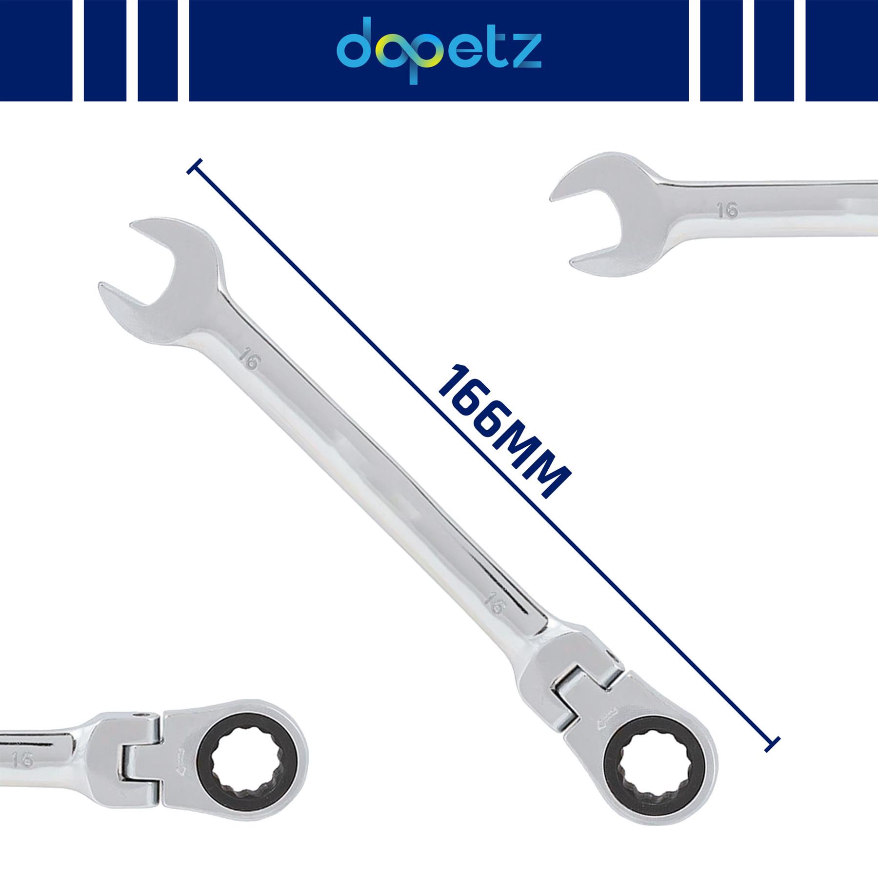 Metric Flexible Ratchet Spanners 16mm Flexi Head Combination Wrench Steel - Image 17