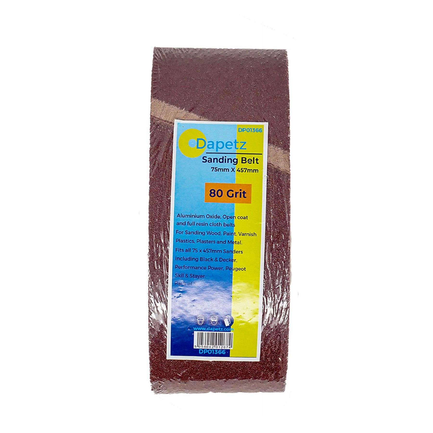 5 X Power Tool Sander Sanding Belt Belts 75mm X 457mm 80 Grit Medium DIY - Image 10