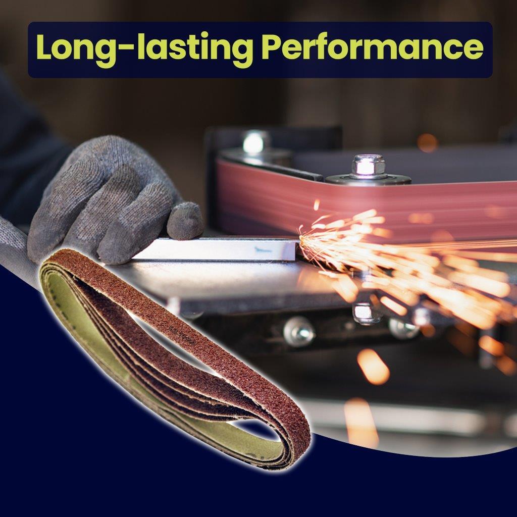 5 Pack Sanding Belts 330mm x 10mm (40 Grit) Coarse Sander Sheets Sanding Belts - Image 3