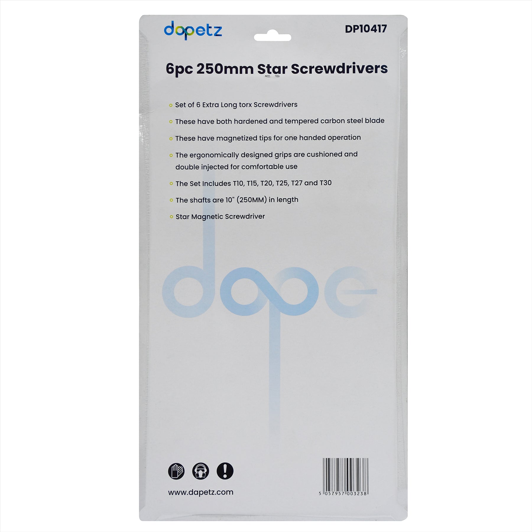 6Pc 250Mm TORX Star Screwdriver Set T10 T15 T20 T25 T27 T30 Torx - Image 3