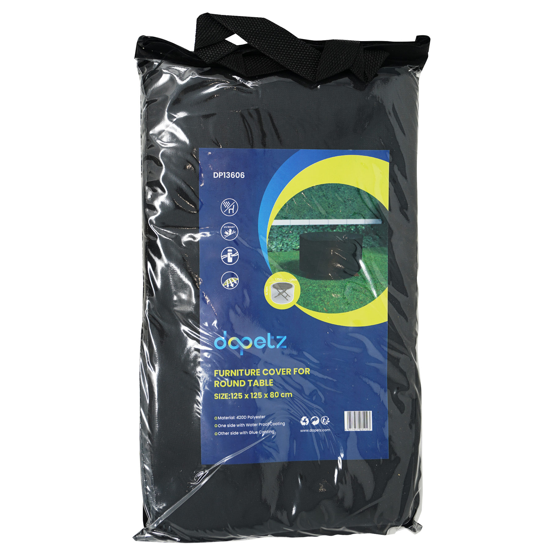 Garden Furniture Round Table Cover 420D Polyester Water Repellent Windproof UV Resistant 125x80cm - Image 4