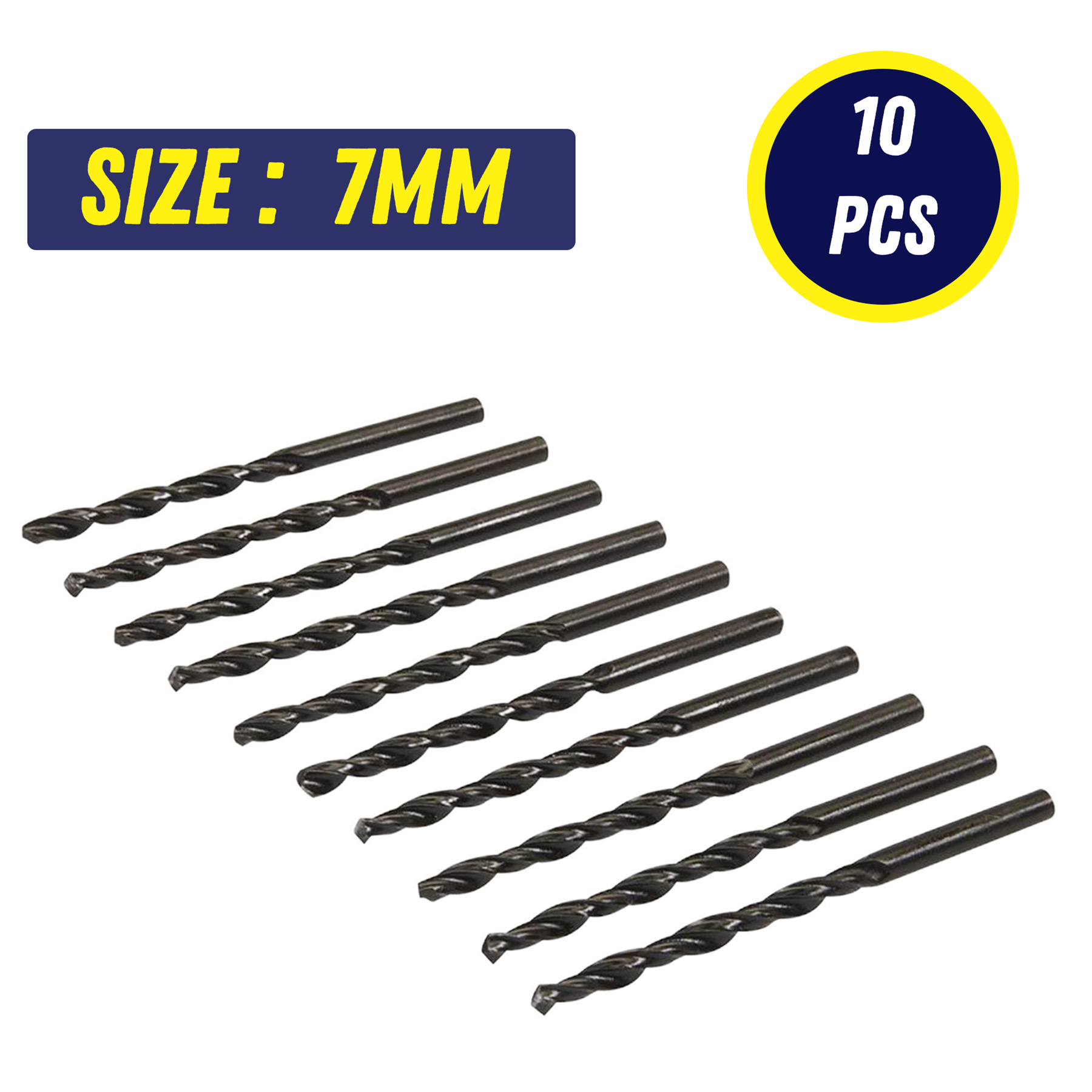 HSS Metric Jobber Drill Bits Box Metal Steel Wood Plastic 7mm 10pcs