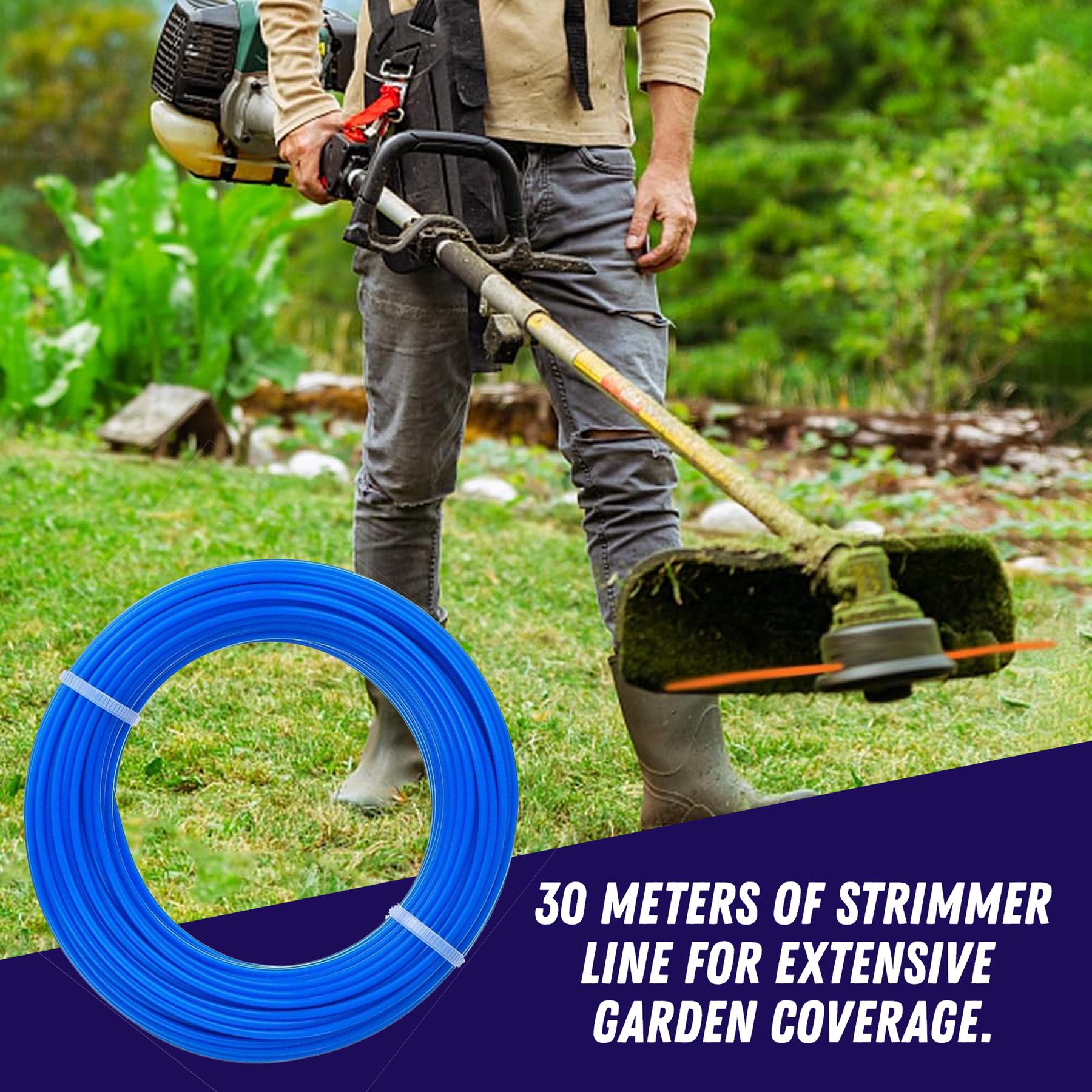 Strimmer Line 1.5mm x 30m Blue Nylon Round Trimmer Cord Universal Fit for Grass Trimmers DIY - Image 2