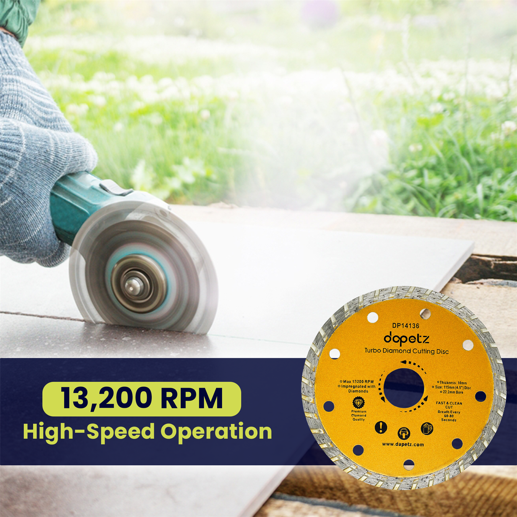 115mm Turbo Diamond Cutting Disc 4.5" Angle Grinder Blade Tile Stone & Concrete - Image 3