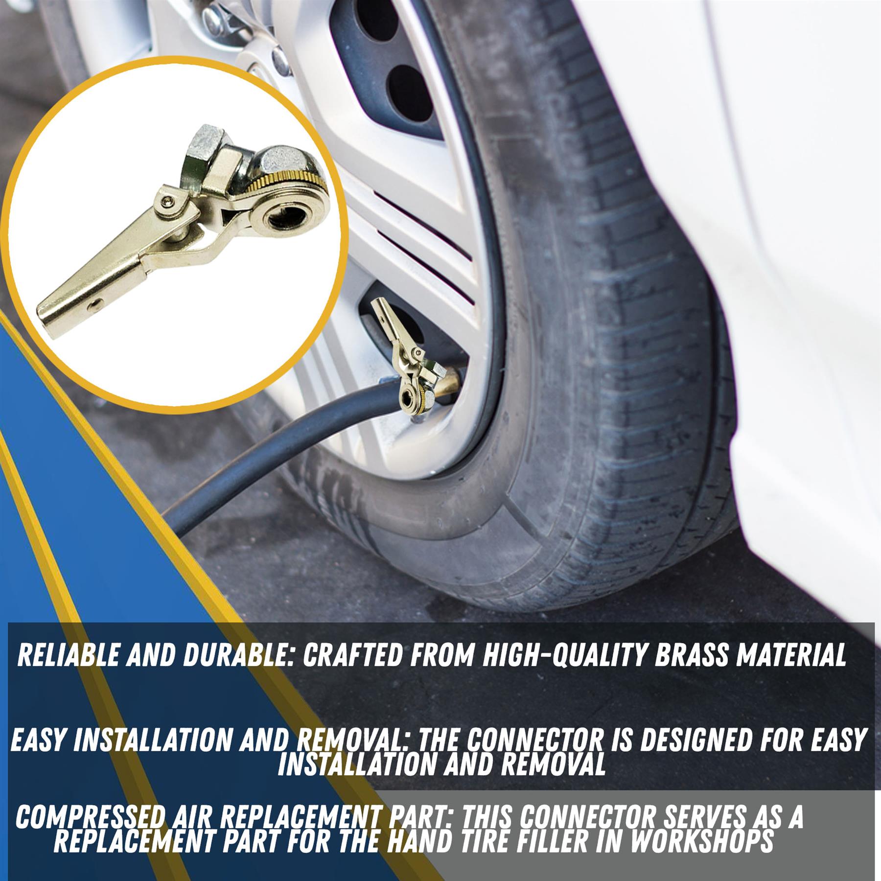 Tyre Valve Air Hose Chuck Airline Inflator Connector Brass Clip On Car Truck - Image 3