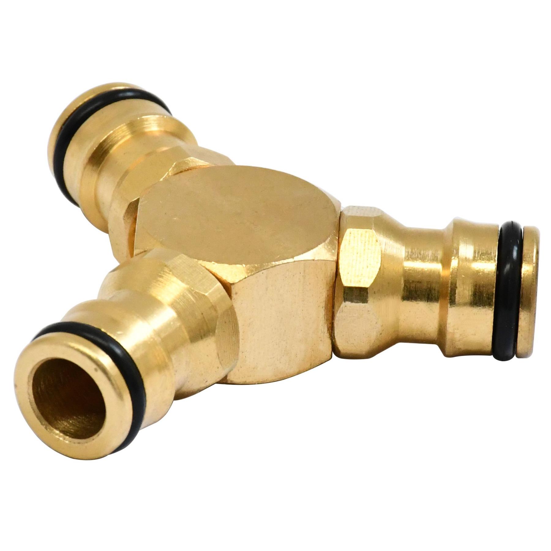Brass 3 Way Garden Hose Pipe Splitter Adaptor Connector Coupling Coupler - Image 6