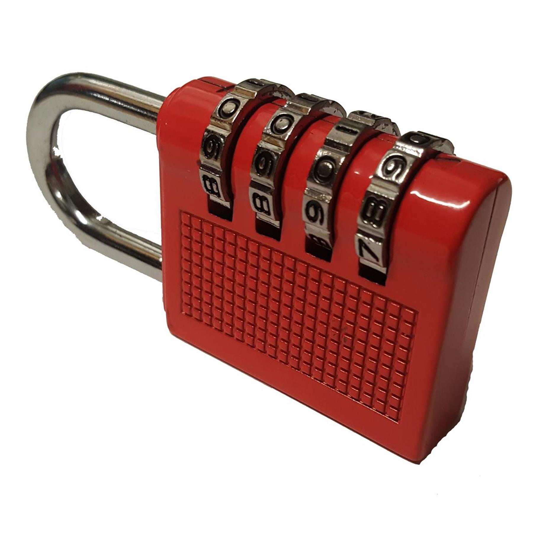 4 Digit Combination Padlock Heavy Duty Outdoor Lock Gym Travel Locker Red - Image 6
