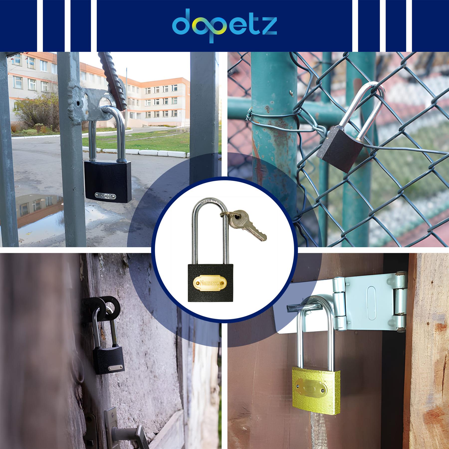 50mm Long Shackle Padlock with 3 Keys High Security Weatherproof Lock for Shed Gym Garage Gate Fence - Image 5