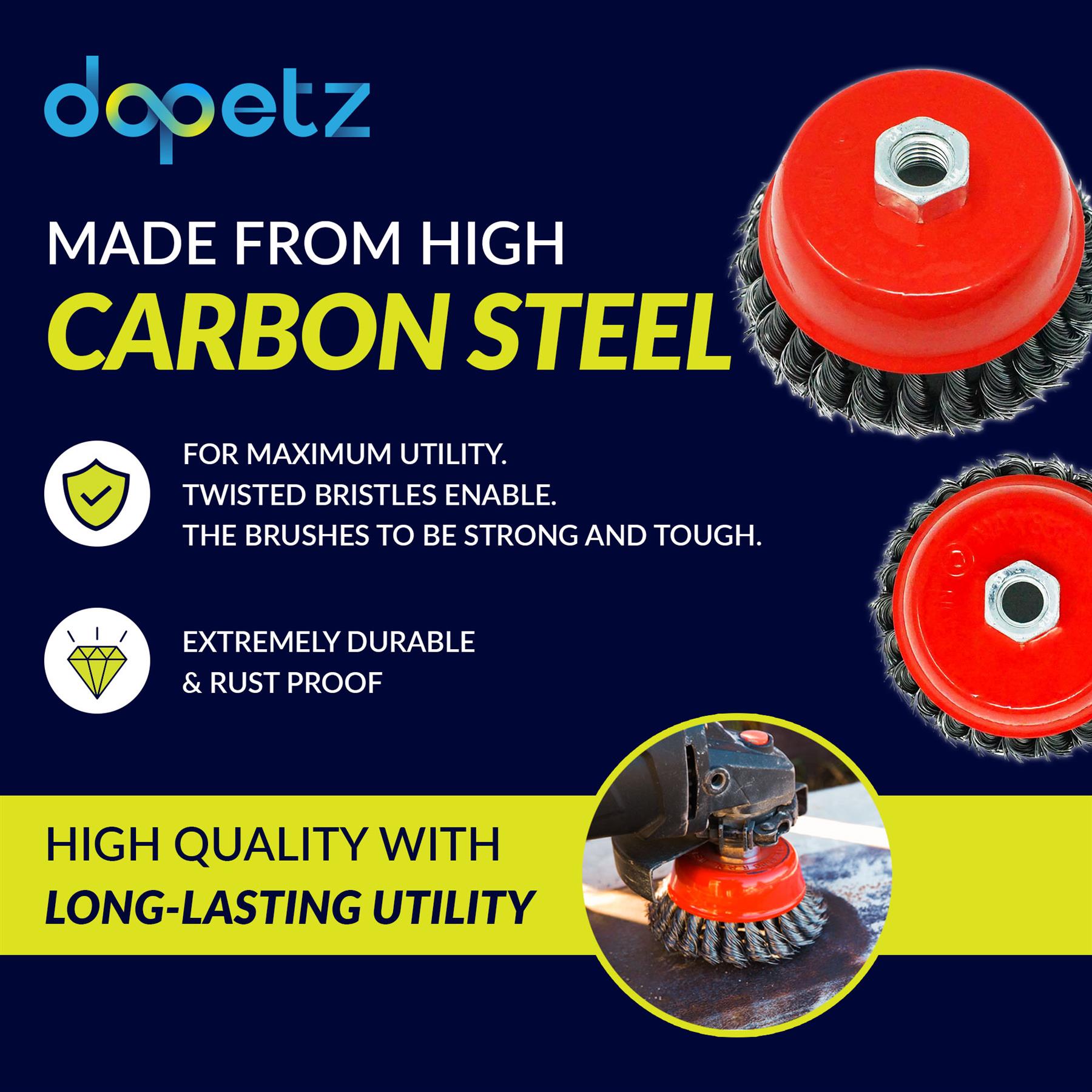 3" TWIST KNOT WIRE WHEEL CUP BRUSH FOR 115mm ANGLE GRINDER 75mm - Image 2