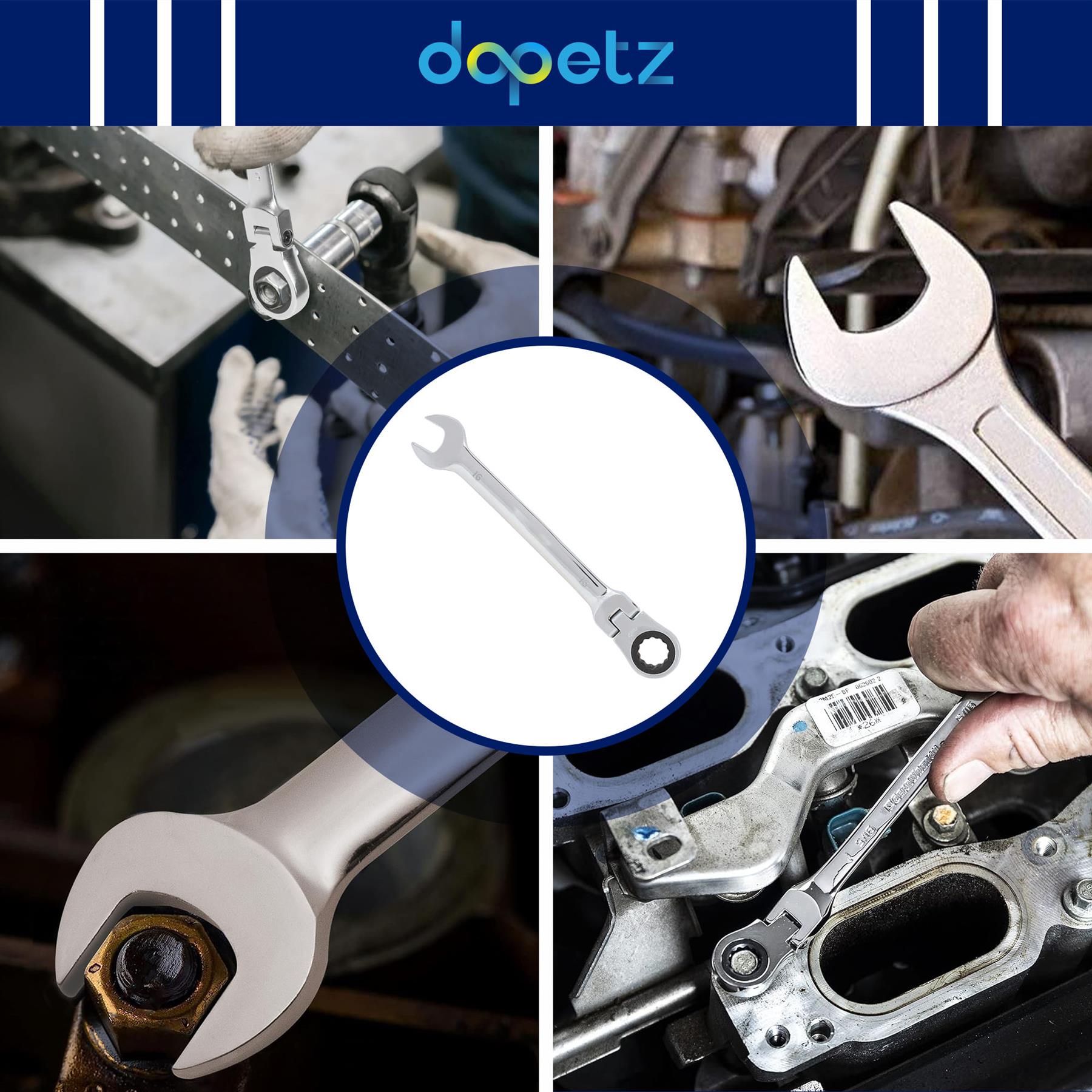 Metric Flexible Ratchet Spanners 16mm Flexi Head Combination Wrench Steel - Image 5