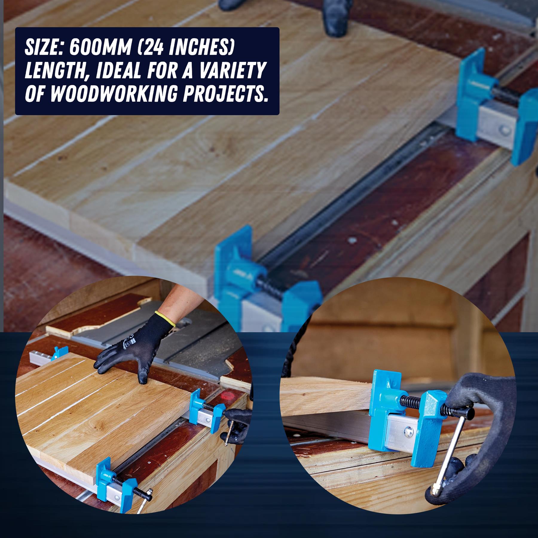 Aluminium Sash Clamp 600mm Adjustable Steel Bar Clamp Quick Slide Medium Duty Wood Clamp with Grip - Image 2