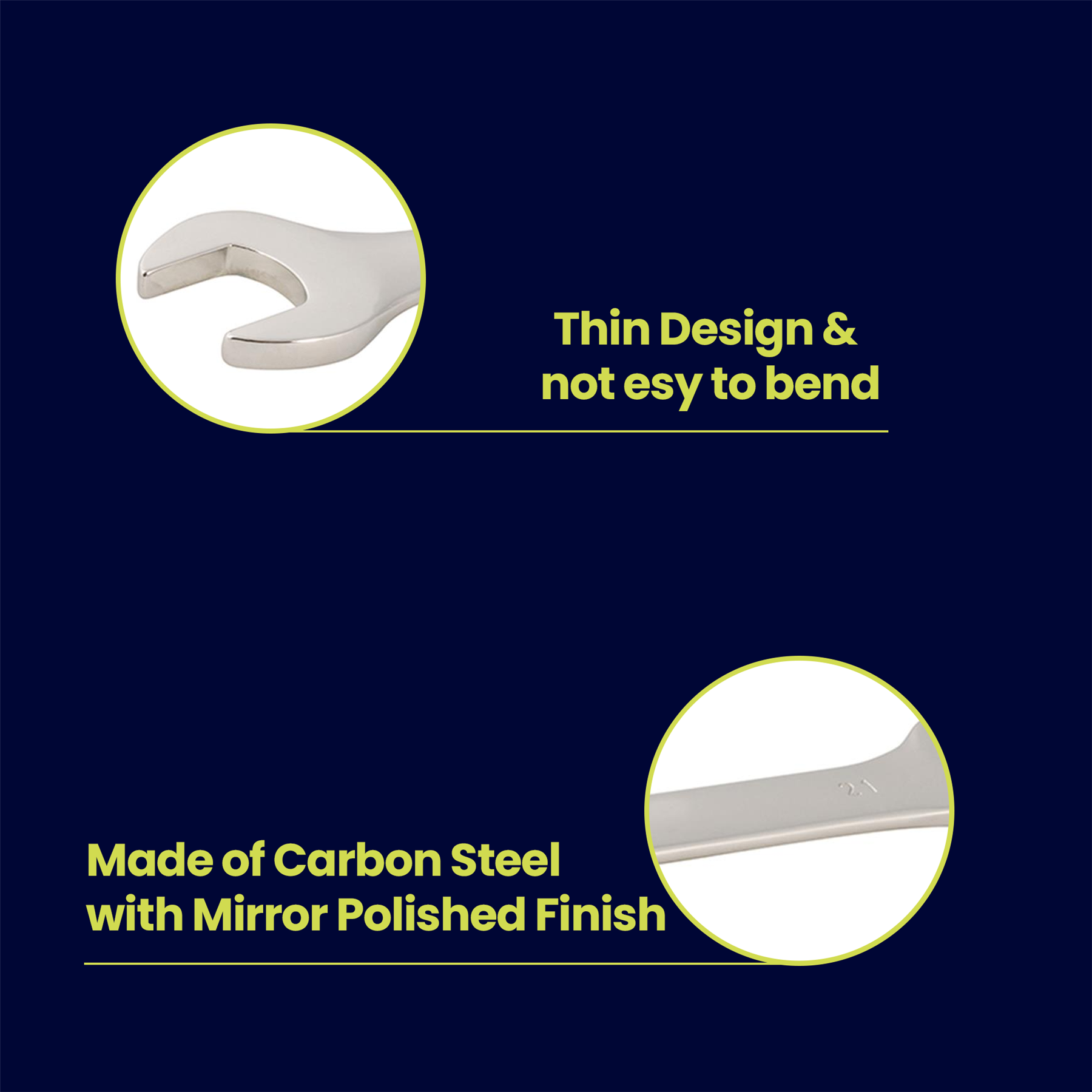 Fixed Head Combination Spanner Open Ended 21mm x 23mm Metric Polished CRV Garage - Image 3