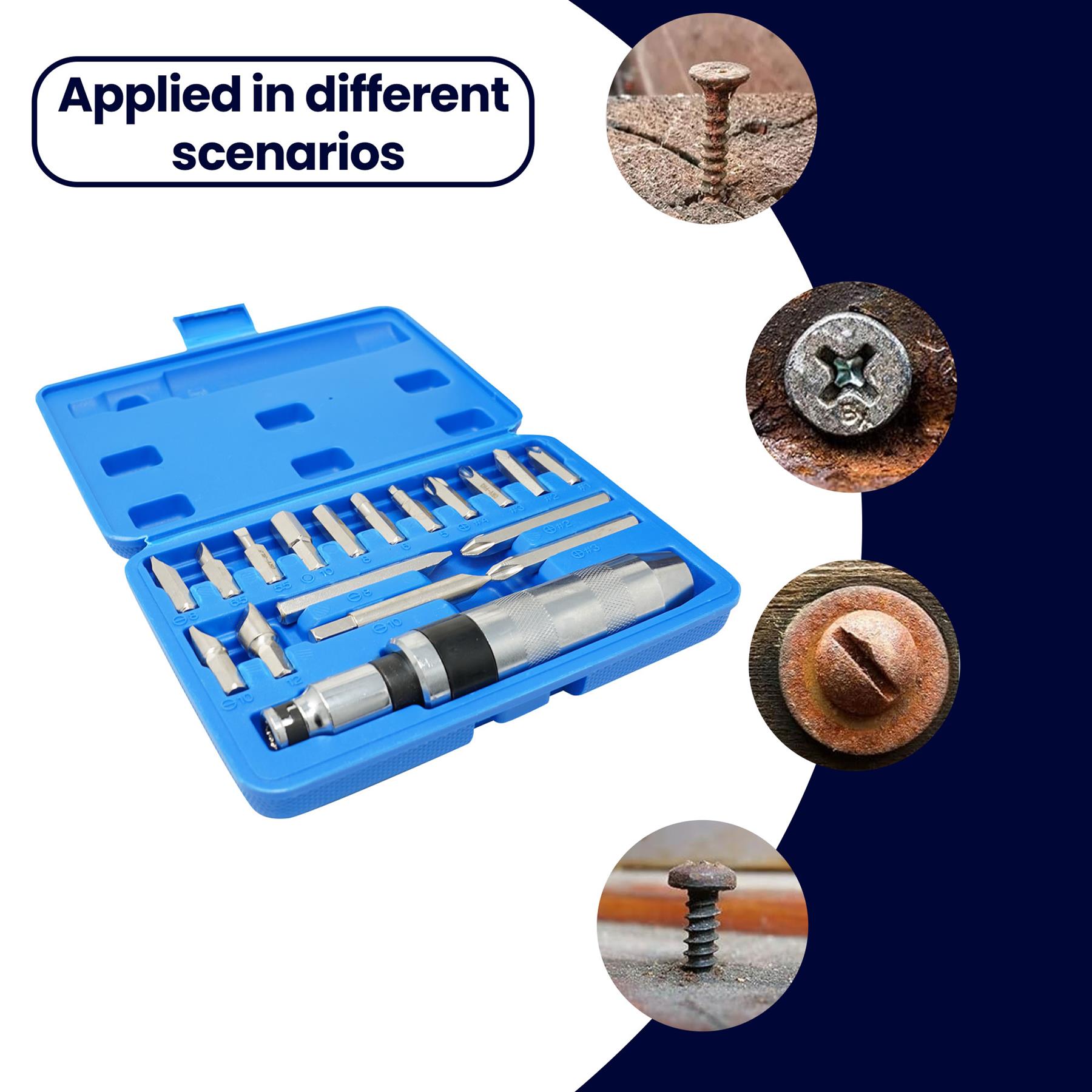 18Pc Hand Impact Screwdriver Driver Set 1/2" Drive Pro Tool Storage Box Heavy Duty - Image 4