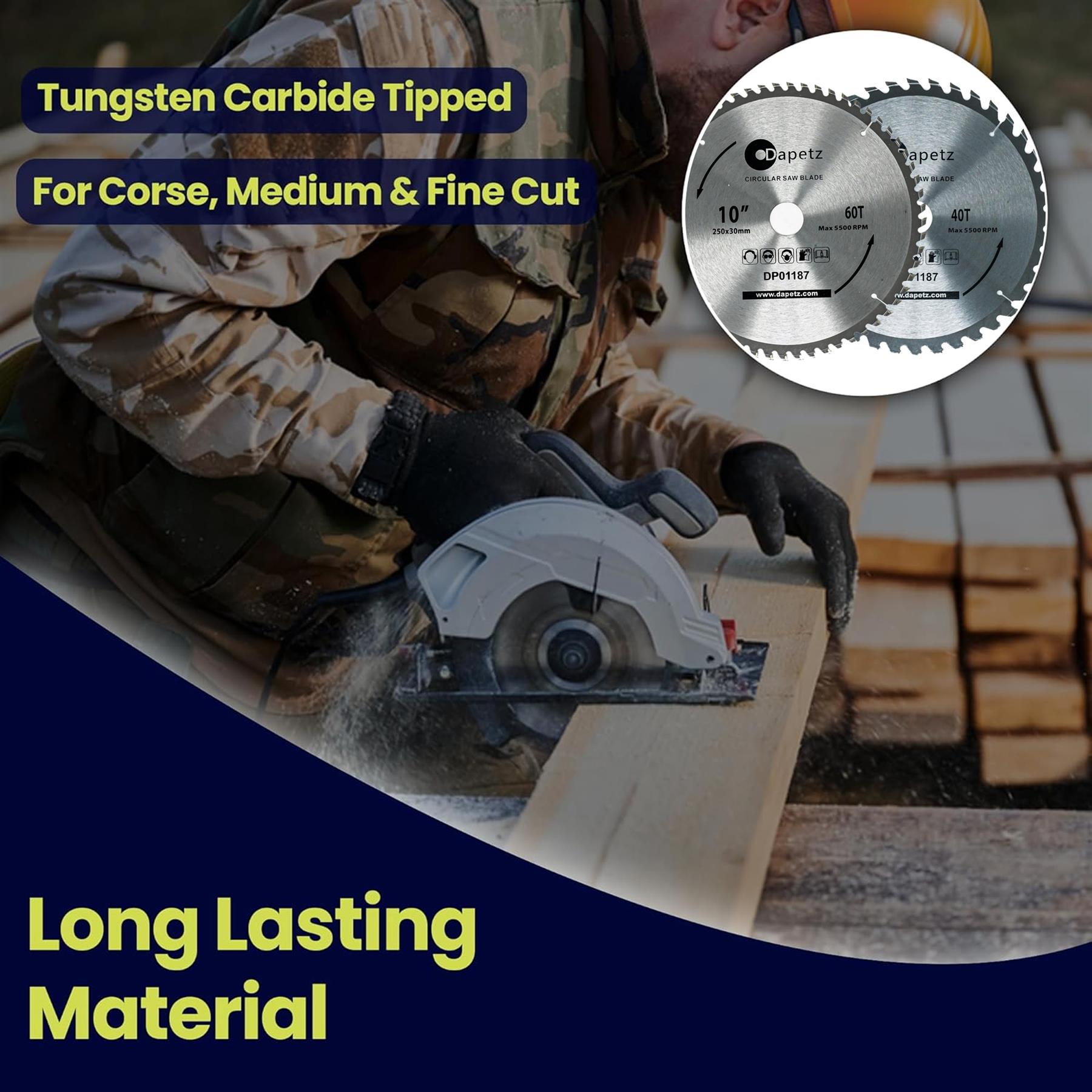 Circular Saw Blades 250mm 40 Teeth & 60 Medium/Fine Finish TCT Saw Disc Blades - Image 3