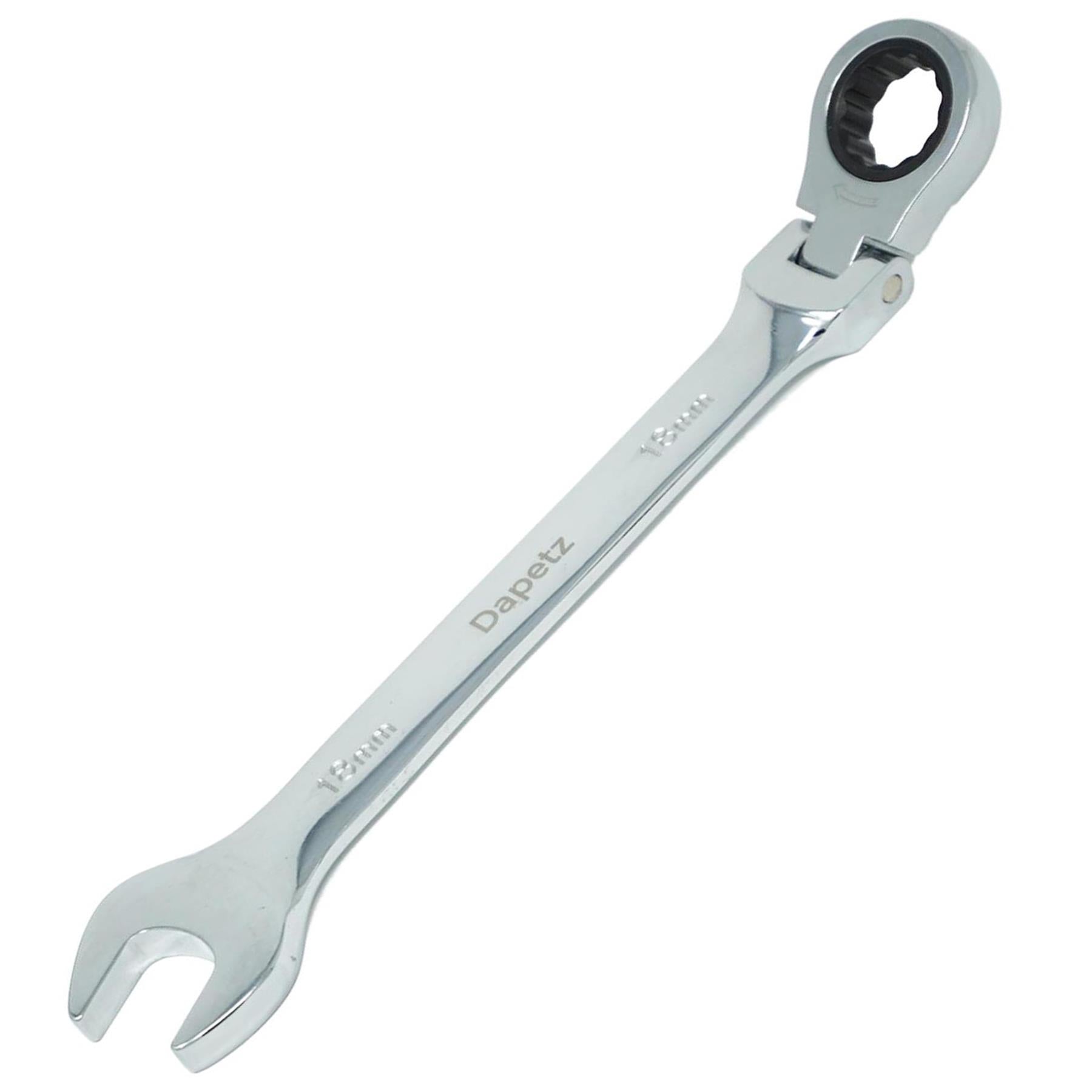 Flexible Head Ratchet Spanner 18mm Chrome Vanadium Steel Combination Wrench Open End Metric Spanner - Image 6