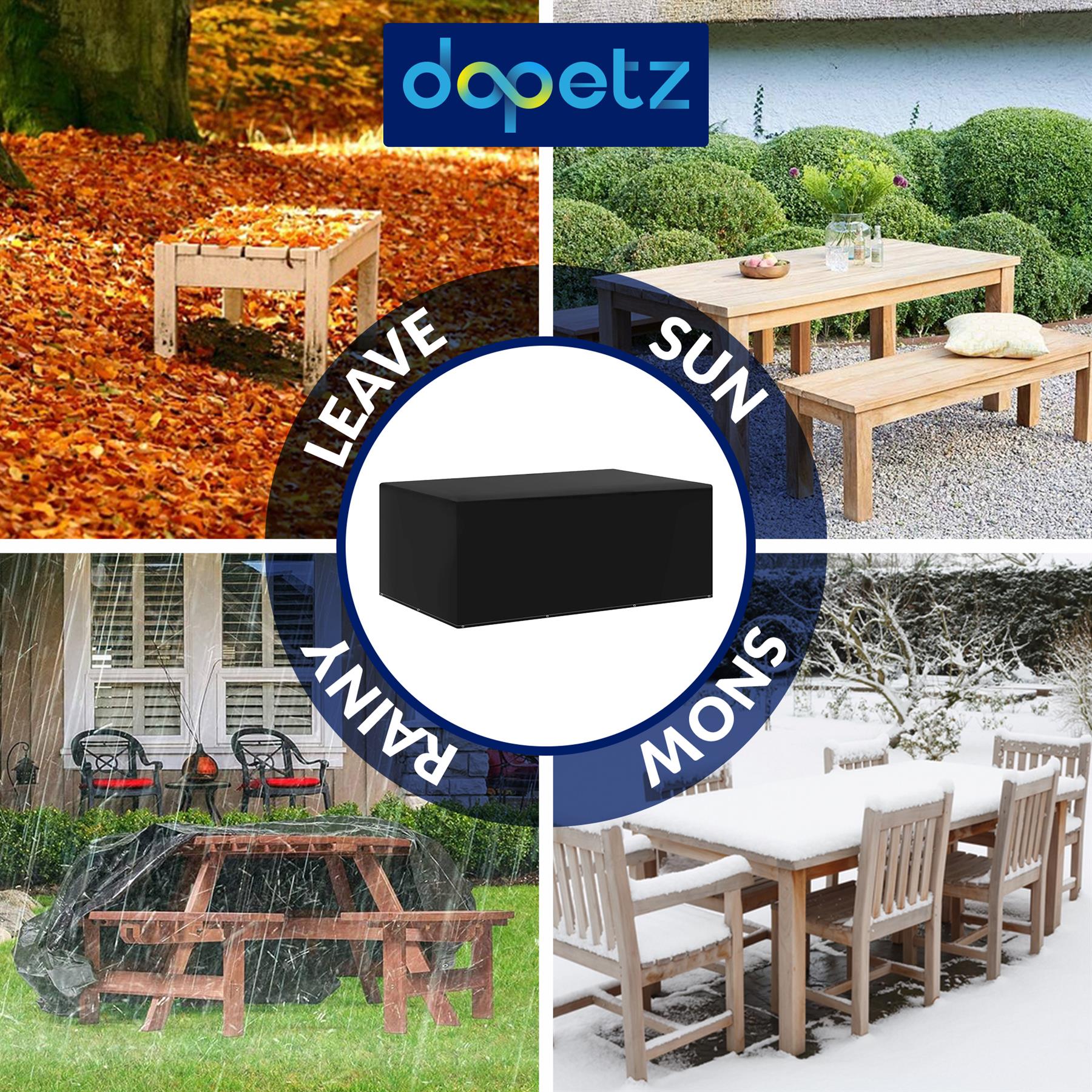 Outdoor Garden Furniture Cover 420D Oxford Fabric Water Repellent Windproof UV Resistant Black 315x160x74cm - Image 5