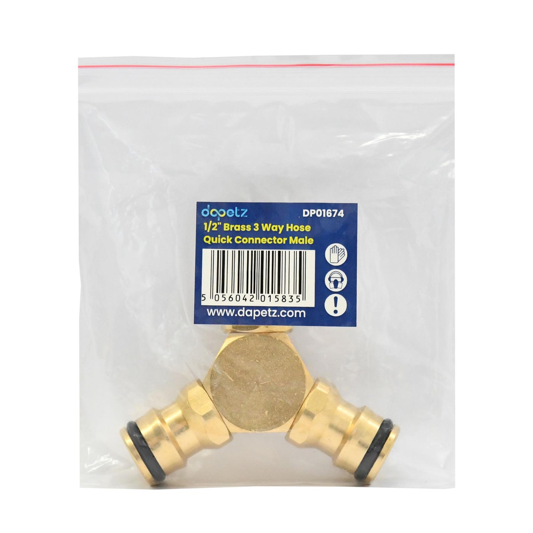 Brass 3 Way Garden Hose Pipe Splitter Adaptor Connector Coupling Coupler - Image 7