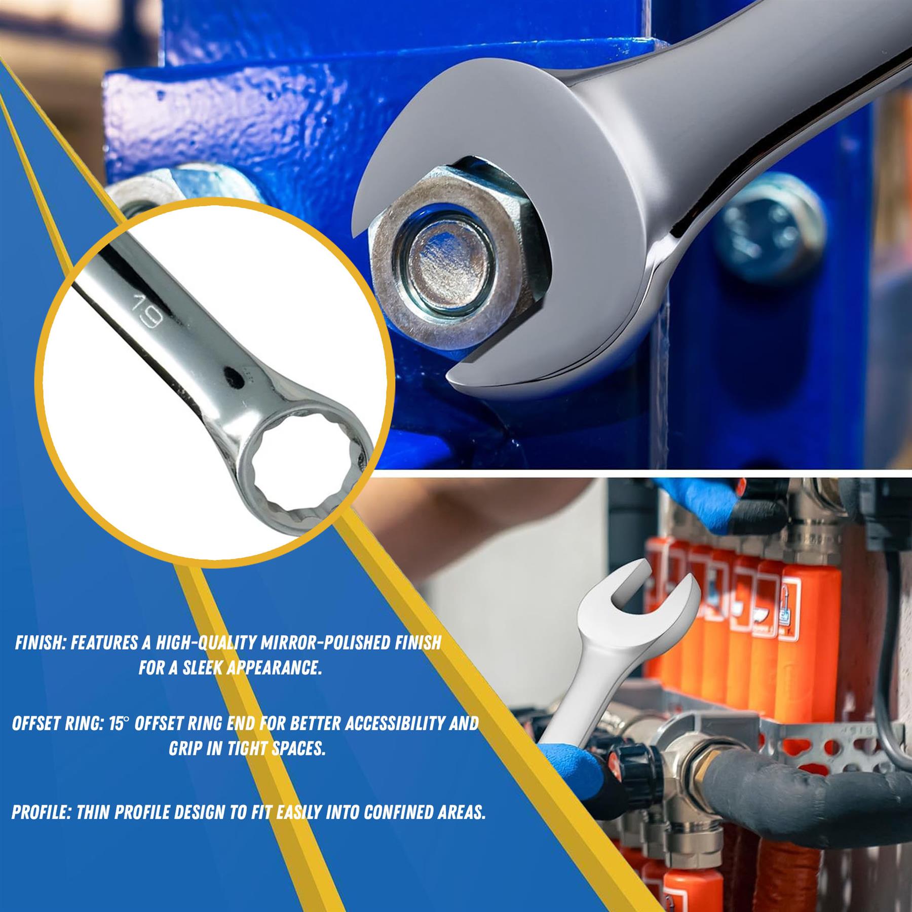 Combination Open Ring Spanner Chrome Mechanics Garage Tools 19mm - Image 5