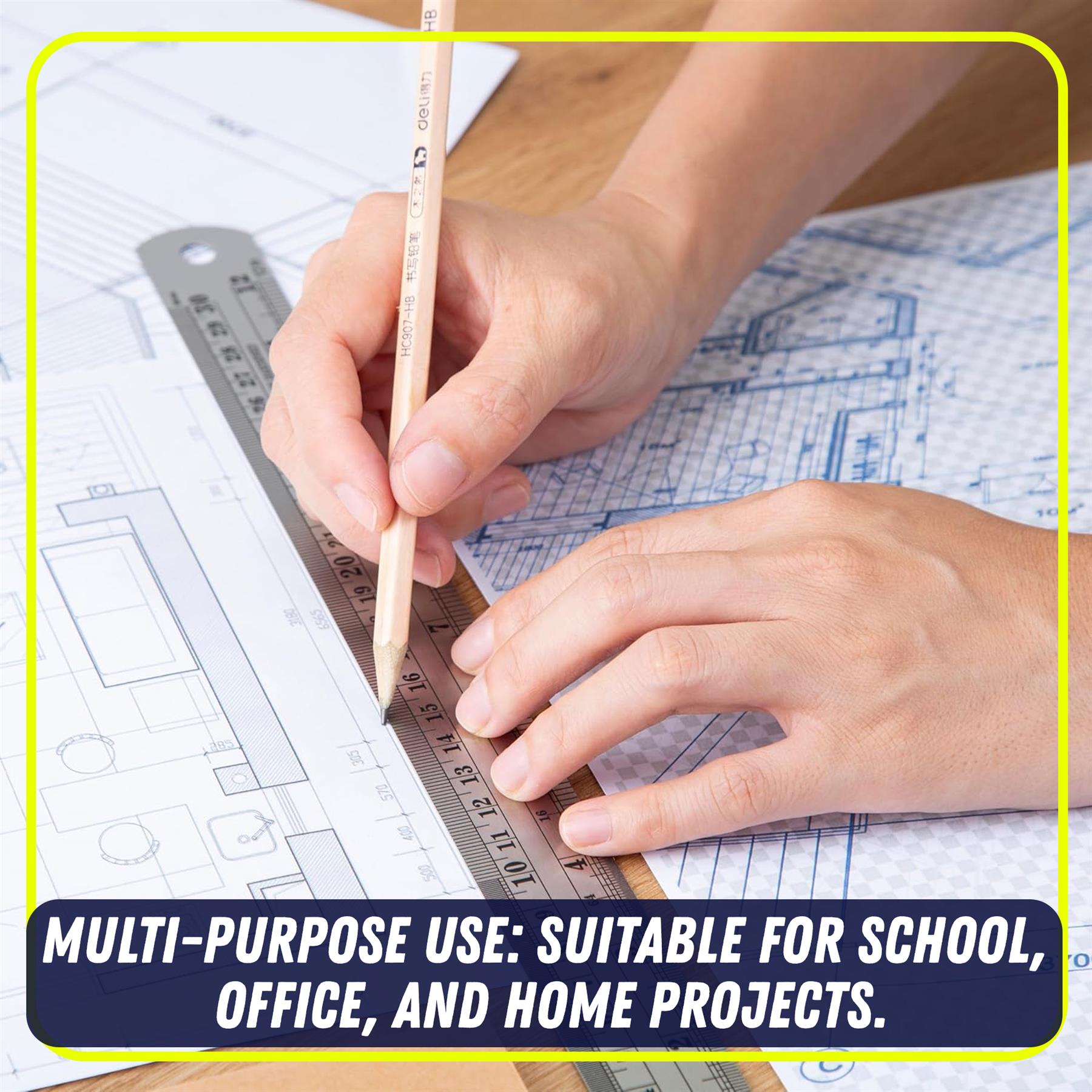 Stainless Steel Metal Ruler 36in 900mm Precision Measuring Tool Dual Metric Imperial Straight Edge - Image 4