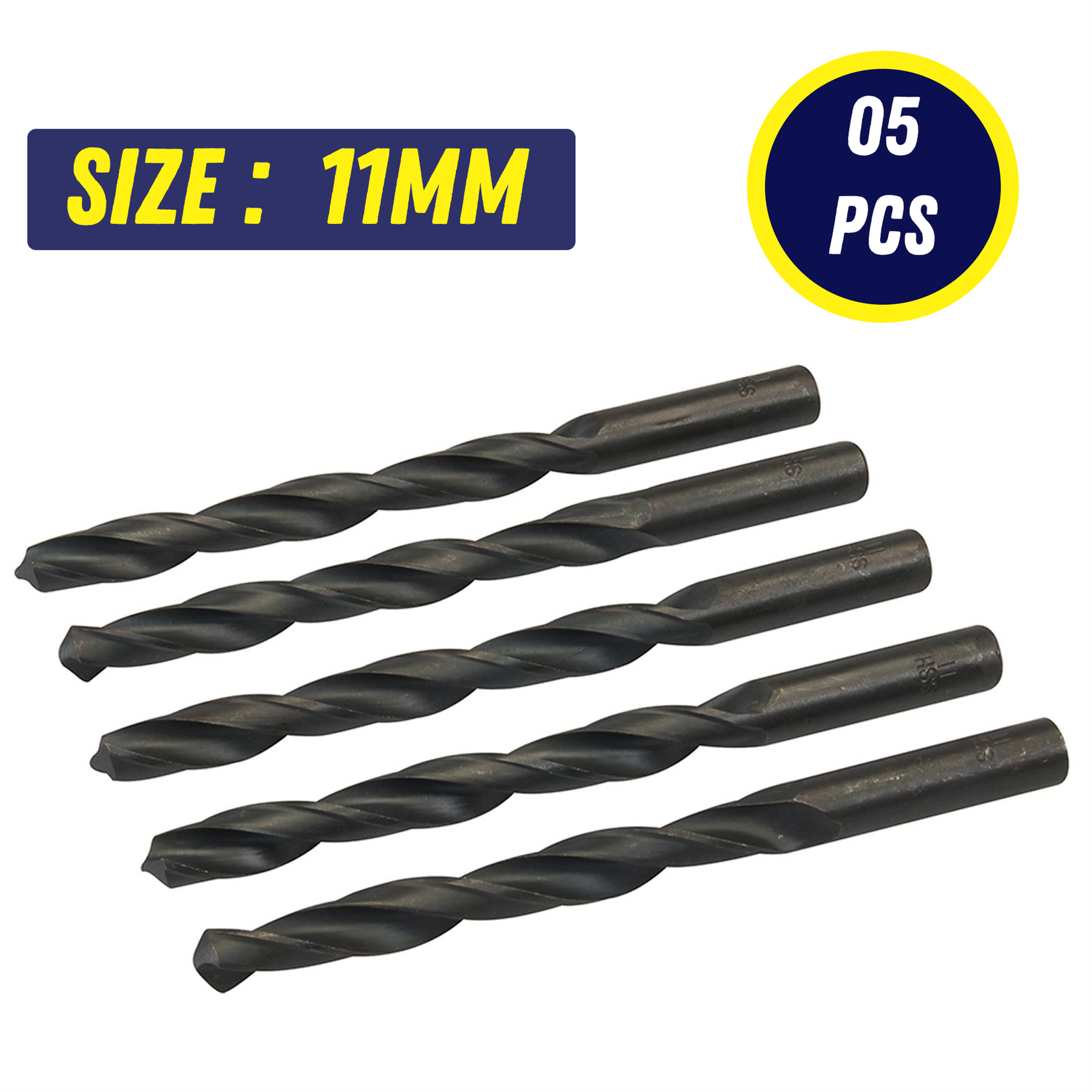 5Pk Metric HSS-R Jobber Drill Bits 11mm Hand Tool Drills HSS-R Roll Forged 4341 High Speed Steel - Image 2